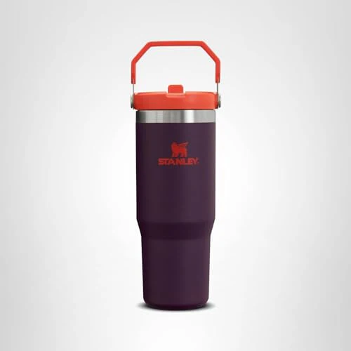 Stanley IceFlow Flip Straw Tumbler with Handle 30 oz | Twist On Lid and Flip Up Straw | Leak Resistant Water Bottle | Insulated Stainless Steel |BPA-Free | Plum - Image 2