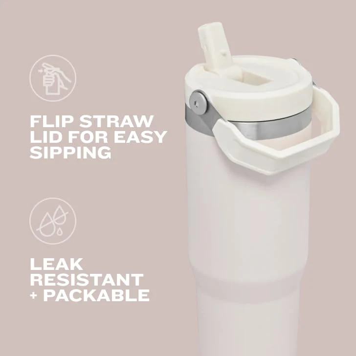Stanley IceFlow Flip Straw Tumbler with Handle 30 oz | Twist On Lid and Flip Up Straw | Leak Resistant Water Bottle | Insulated Stainless Steel |BPA-Free | Polar - Image 8