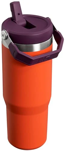Stanley IceFlow Flip Straw Tumbler with Handle 30 oz | Twist On Lid and Flip Up Straw | Leak Resistant Water Bottle | Insulated Stainless Steel |BPA-Free | Tigerlily Plum - Image 9