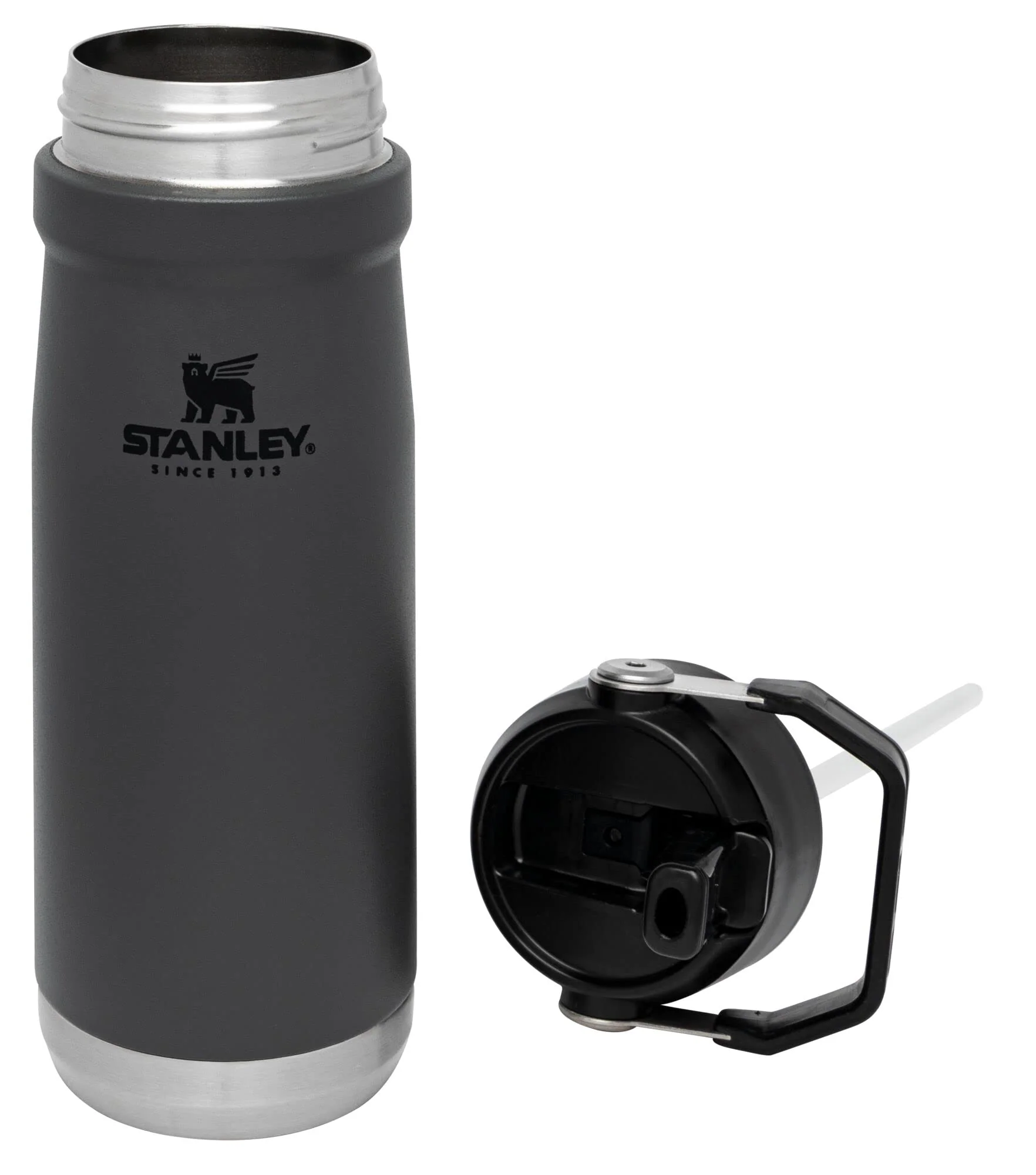 STANLEY IceFlow Flip Straw Water Bottle 22 oz | Built-In Straw for Travel and Sports | Lightweight and Leak Resistant | Insulated Stainless Steel | BPA-Free | Charcoal - Image 12