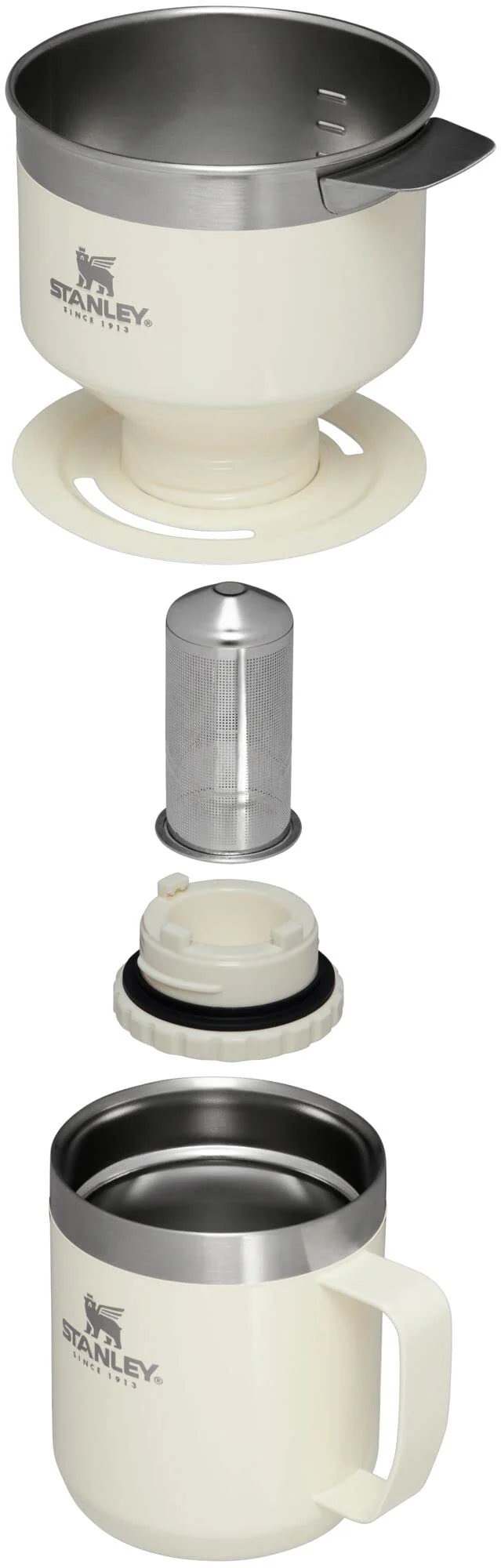 STANLEY Perfect Brew Pour Over Set | 12 oz Camp Mug with Lid Included | Drip Coffee Maker with Reusable Filter | Insulated Stainless Steel | BPA-Free | Cream Gloss - Image 5