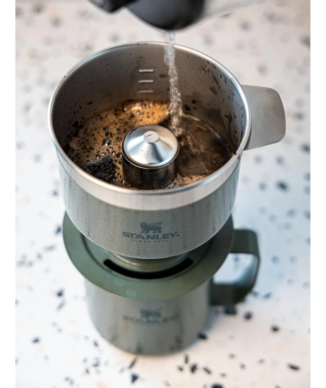 STANLEY Perfect Brew Pour Over Set | 12 oz Camp Mug with Lid Included | Drip Coffee Maker with Reusable Filter | Insulated Stainless Steel | BPA-Free | Hammertone Silver - Image 3