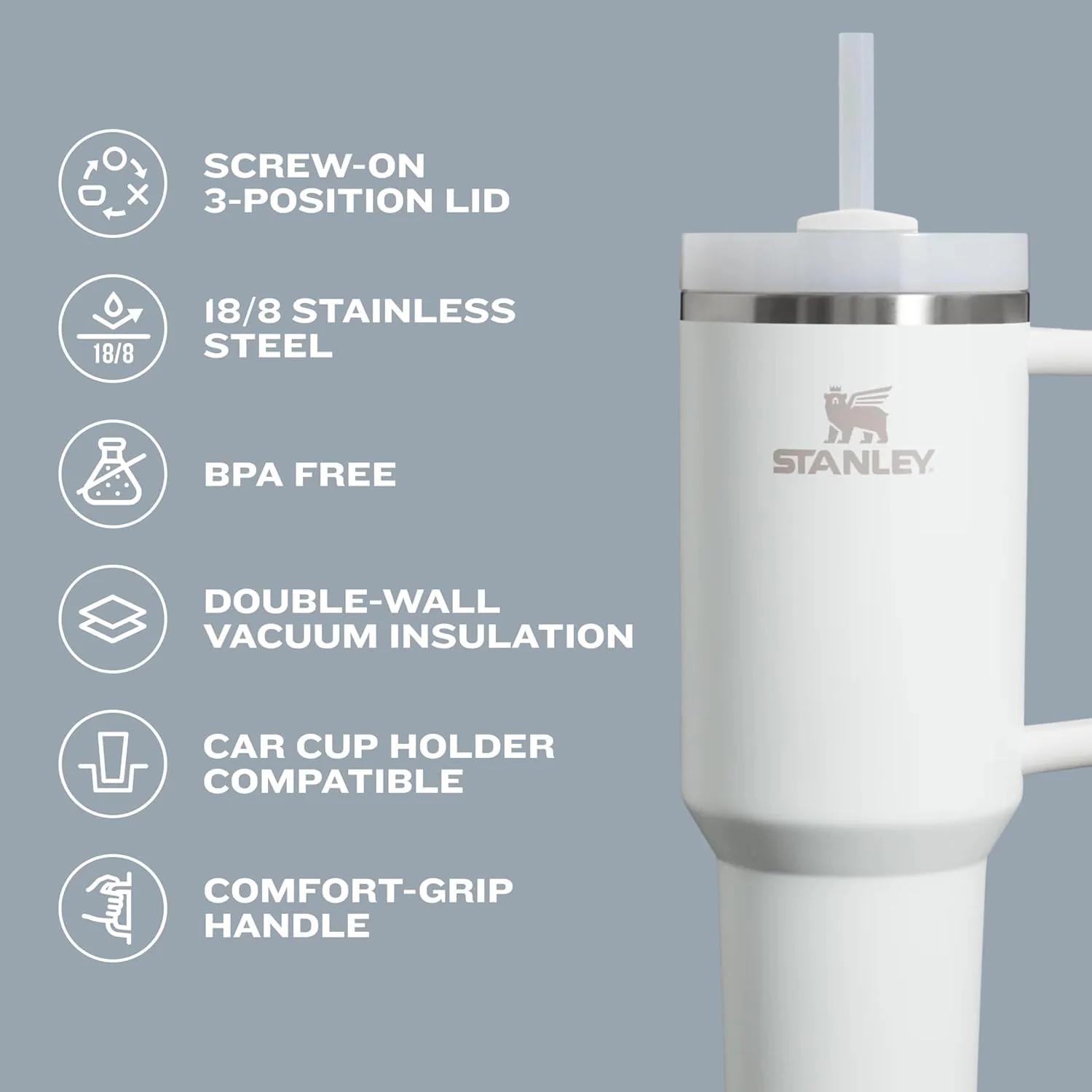 STANLEY Quencher H2.0 Tumbler with Handle and Straw 40 oz | Flowstate 3-Position Lid | Cup Holder Compatible for Travel | Insulated Stainless Steel Cup | BPA-Free | Exclusive Sienna - Image 3