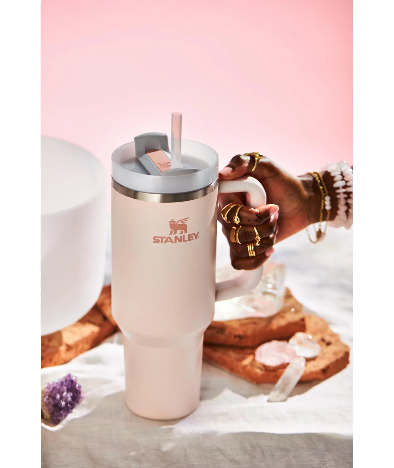 STANLEY Quencher H2.0 Tumbler with Handle and Straw 40 oz Flowstate 3-Position Lid Cup Holder Compatible for Travel Insulated Stainless Steel Cup BPA-Free Rose Quartz 2.0 - Image 4