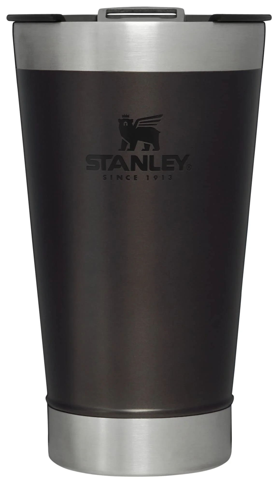 STANLEY Stay-Chill Beer Pint 16 oz | Wide Mouth Lid | Built-In Bottle Opener | Beer Tumbler Cup | Insulated Stainless Steel Pint Glass | BPA-Free | Charcoal Glow
