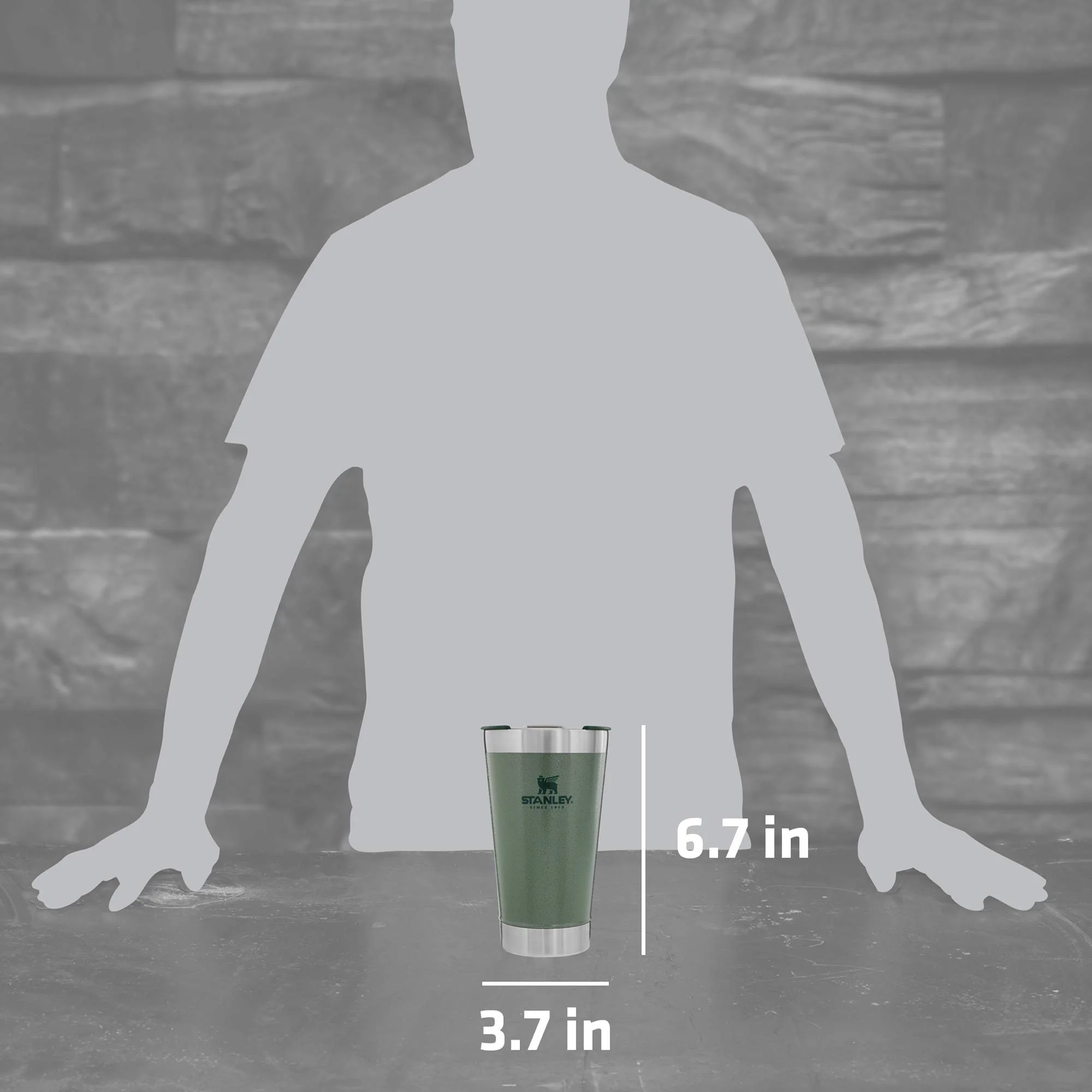 STANLEY Stay-Chill Beer Pint 16 oz | Wide Mouth Lid | Built-In Bottle Opener | Beer Tumbler Cup | Insulated Stainless Steel Pint Glass | BPA-Free | Hammertone Green - Image 5