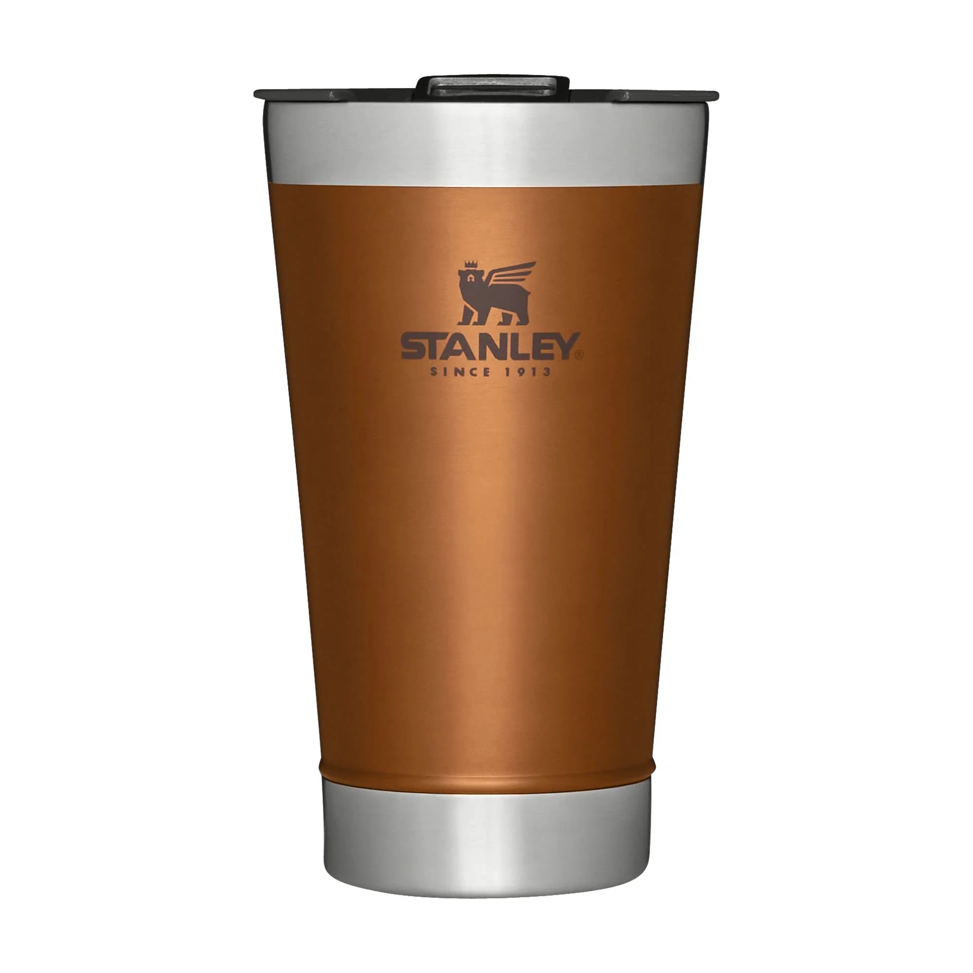 STANLEY Stay-Chill Beer Pint 16 oz | Wide Mouth Lid | Built-In Bottle Opener | Beer Tumbler Cup | Insulated Stainless Steel Pint Glass | BPA-Free | Maple