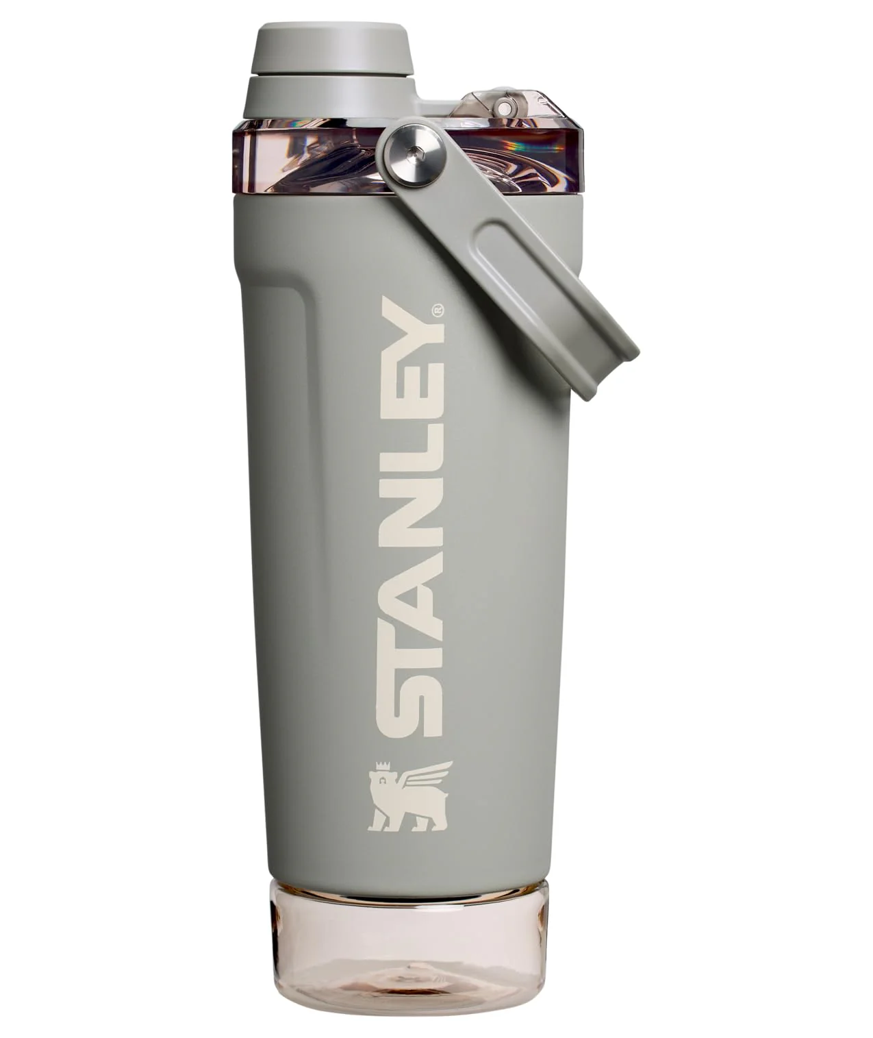 STANLEY Vitalize Shaker Bottle 20 oz | Leakproof Insulated Stainless Steel Shaker Cup | Base Storage and Twist On Fast Flow Lid | Protein Shakes and Pre Workout Powder | BPA-Free | Sage Grey