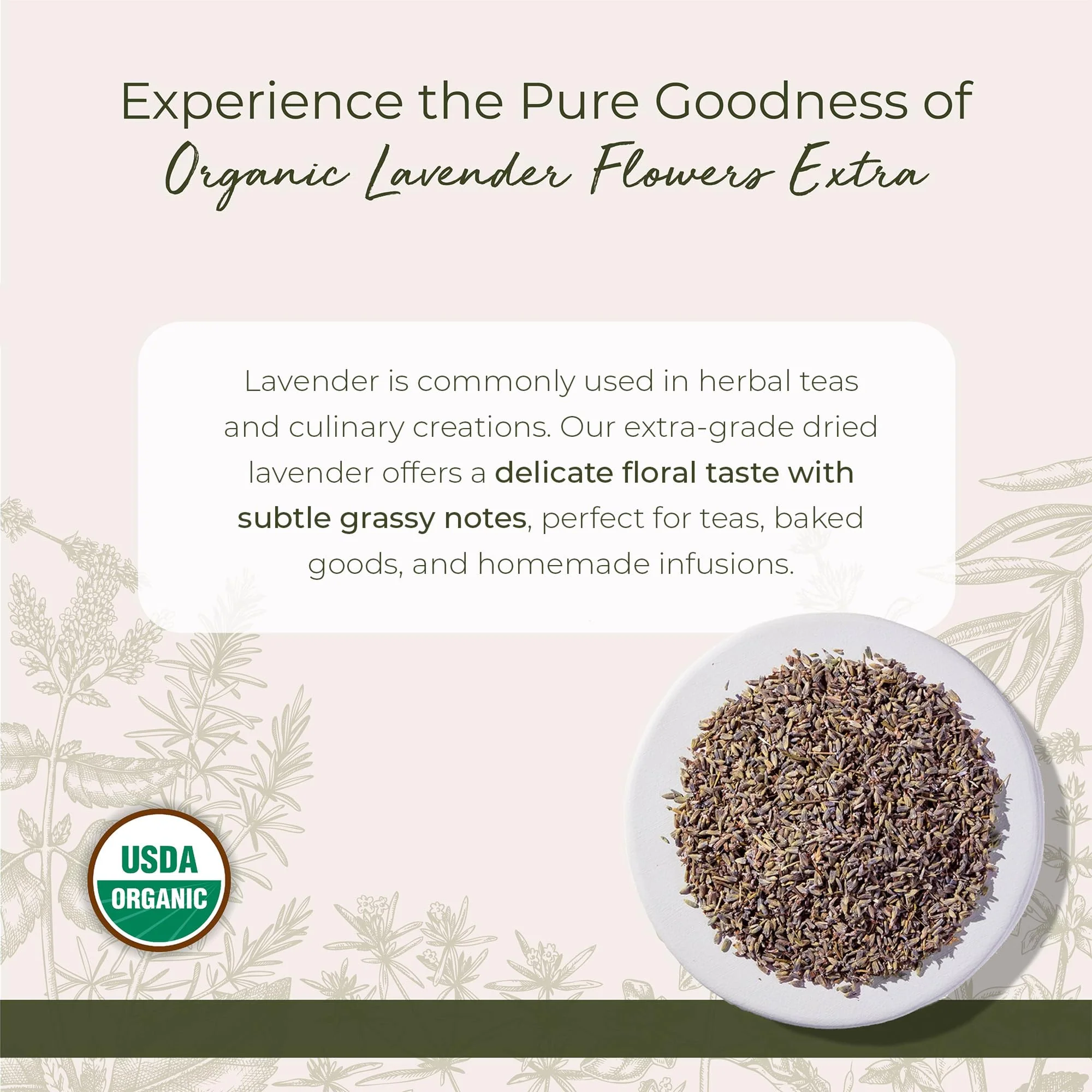 Starwest Botanicals Dried Lavender Flowers Extra Organic - Edible Loose Lavender Buds for Tea, Drinks, Baking, & Cooking, Certified Kosher Herb, Non-GMO - Bulk 1 lb Bag - Image 6