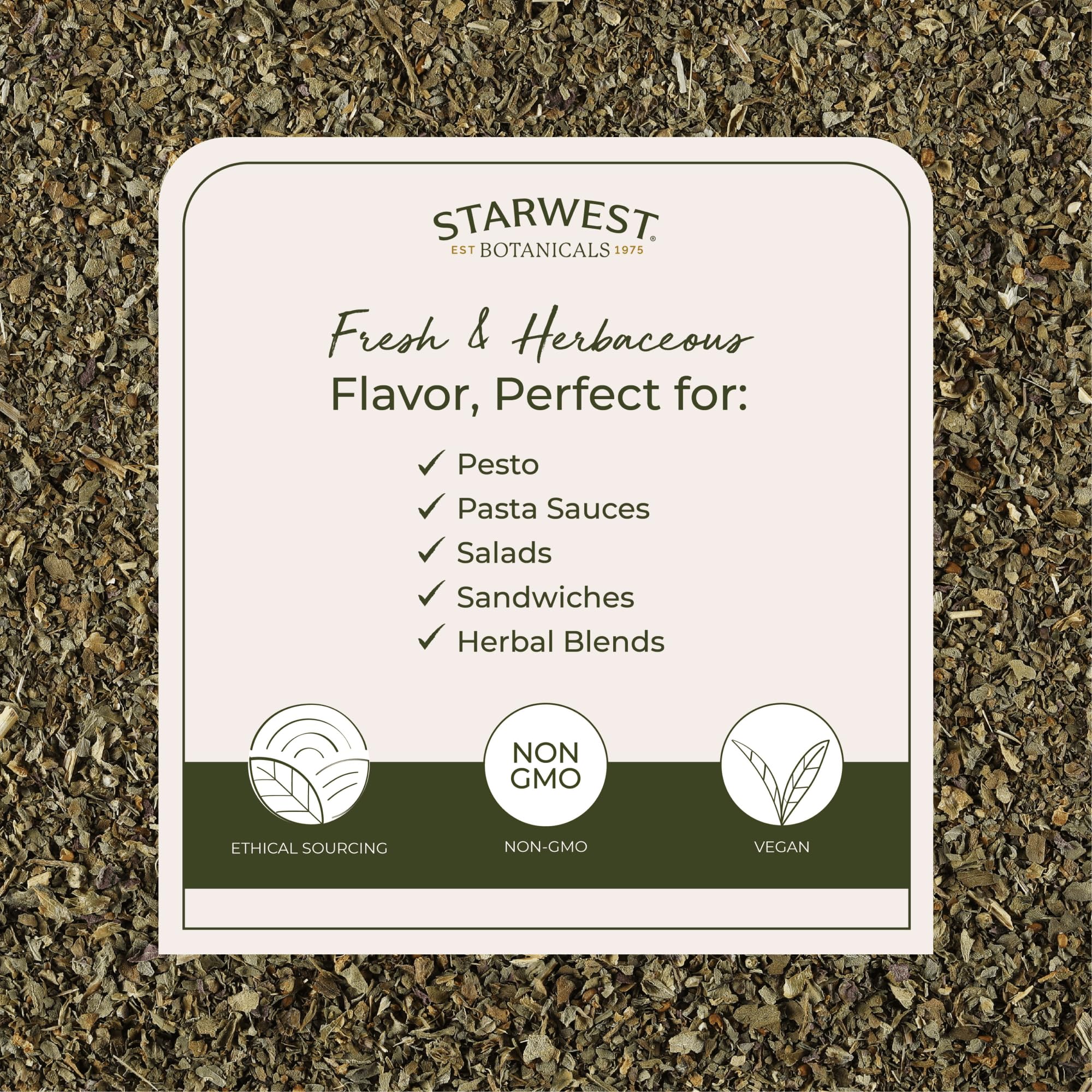 Starwest Botanicals Organic Basil Leaves - Dried Sweet Basil Leaf, Herb for Seasoning Blends & Cooking, Cut & Sifted, Certified Kosher, Non-GMO - Bulk 1 lb Bag - Image 5