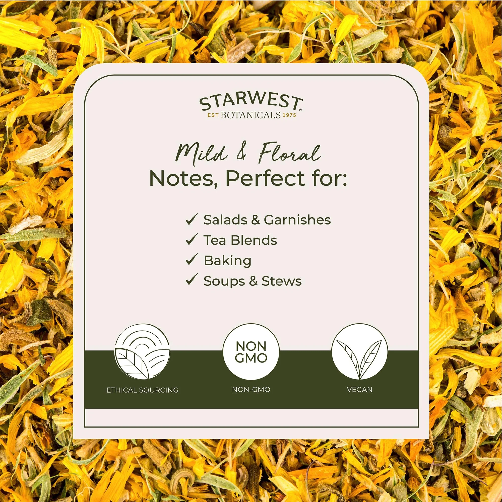 Starwest Botanicals Organic Dried Calendula Flowers - Natural Loose Leaf Herb for Tea & Culinary Use, Herbal Calendula Petals, Caffeine Free, Certified Kosher, Non-GMO - Bulk 1 lb Bag - Image 5