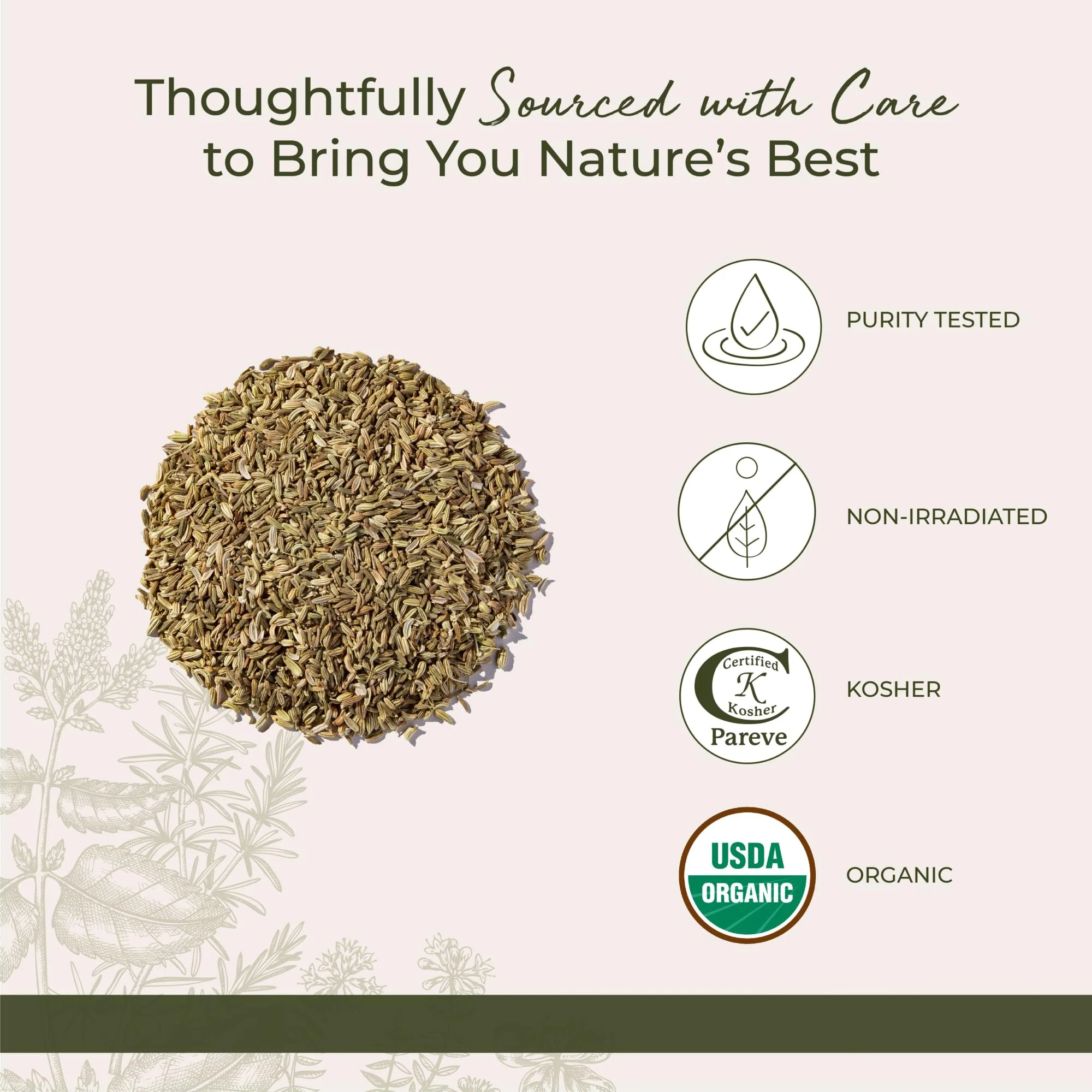 Starwest Botanicals Organic Fennel Seed - Dried Spice for Seasoning, Baking, Cooking, & Tea, Natural Digestion Support, Certified Kosher, Non-GMO - Bulk 1 lb Bag - Image 4