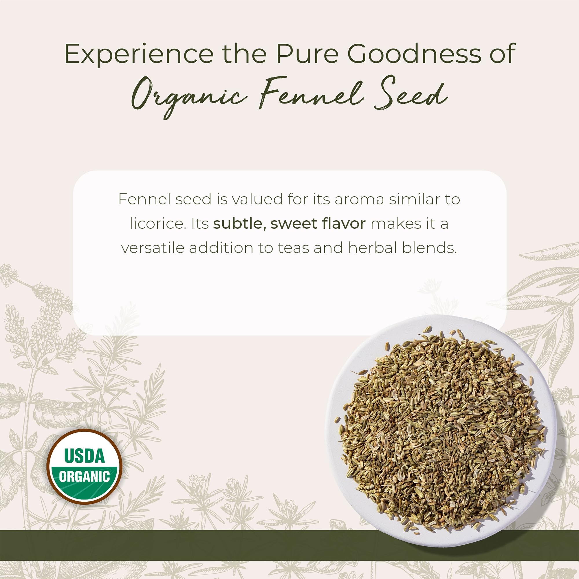 Starwest Botanicals Organic Fennel Seed - Dried Spice for Seasoning, Baking, Cooking, & Tea, Natural Digestion Support, Certified Kosher, Non-GMO - Bulk 1 lb Bag - Image 6