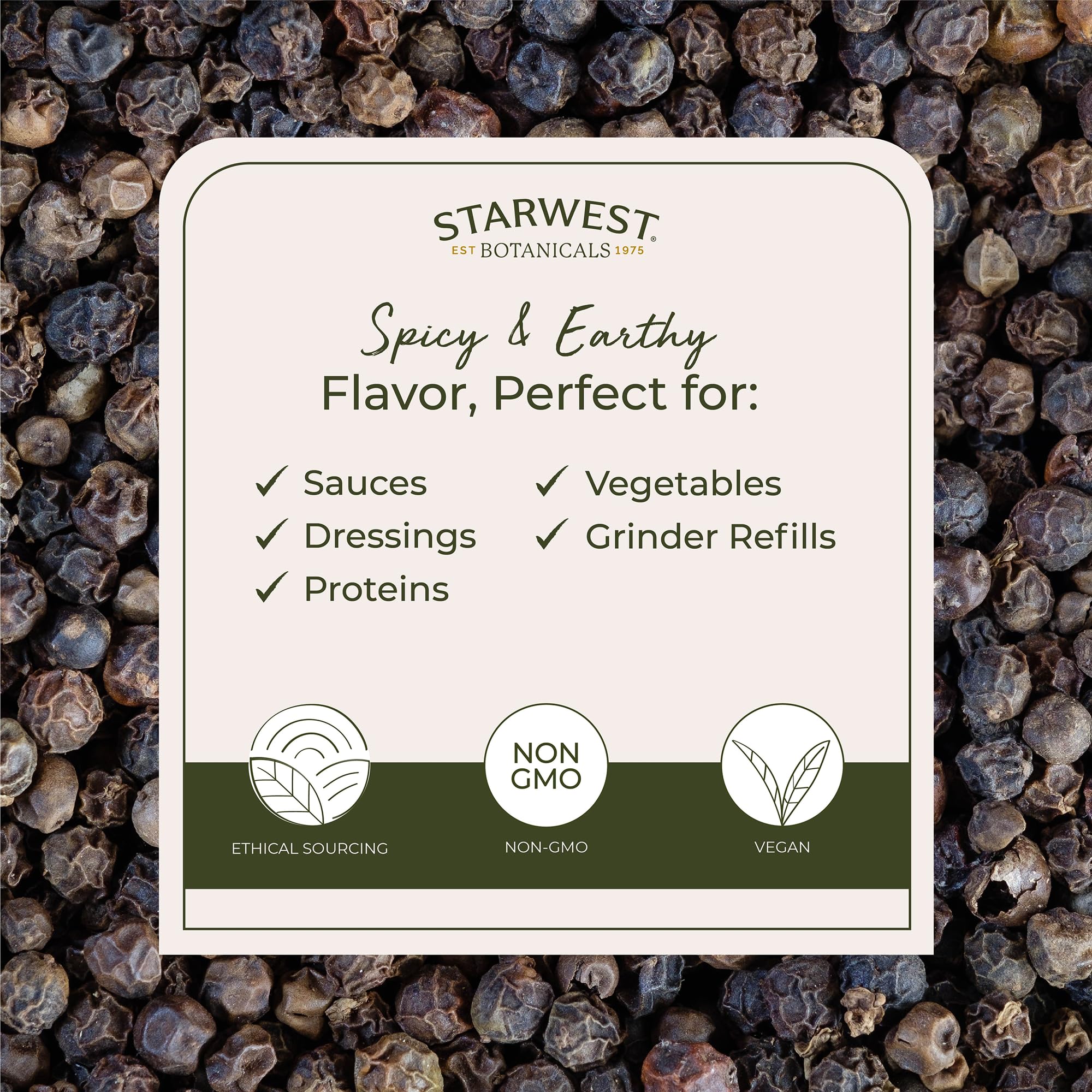 Starwest Botanicals Organic Whole Black Pepper - Black Peppercorns for Grinder Refill, Sourced from India, Sri Lanka, & Vietnam, Certified Kosher, Non-GMO - Bulk 1 lb Bag - Image 5