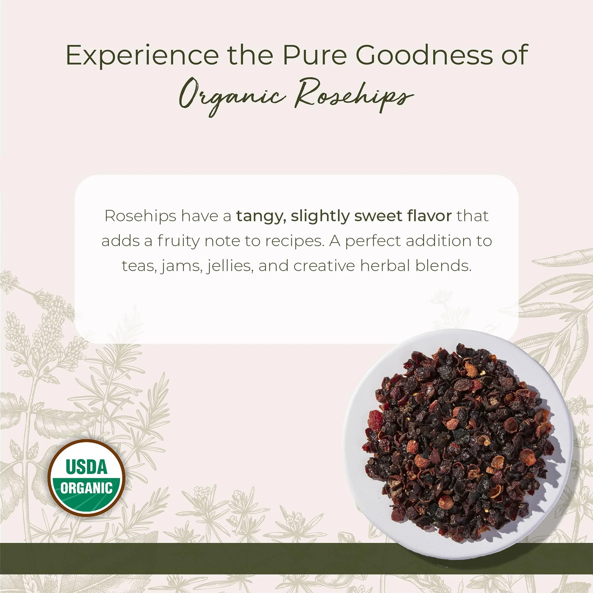 Starwest Botanicals Rosehips Organic - Dried Herb for Tea & Baking, Seedless, Cut & Sifted, Certified Kosher, Non-GMO - Bulk 1 lb Bag - Image 6