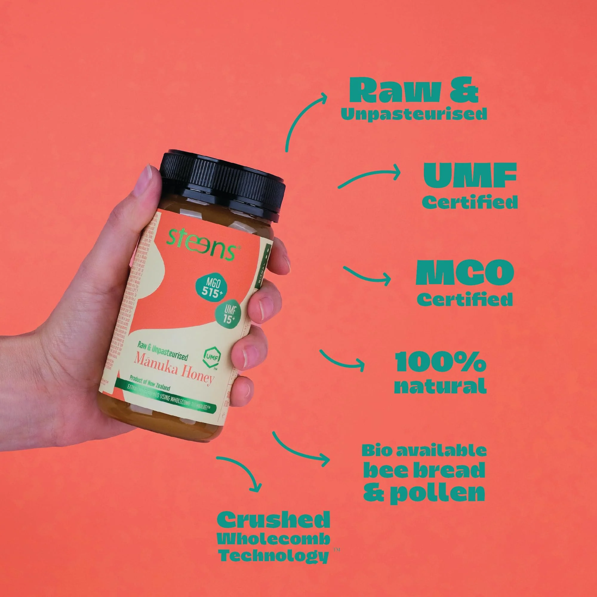Steens Manuka Honey - MGO 515+ - Pure & Raw 100% Certified UMF 15+ Manuka Honey - Bottled and Sealed in New Zealand - 17.6 oz - Image 5