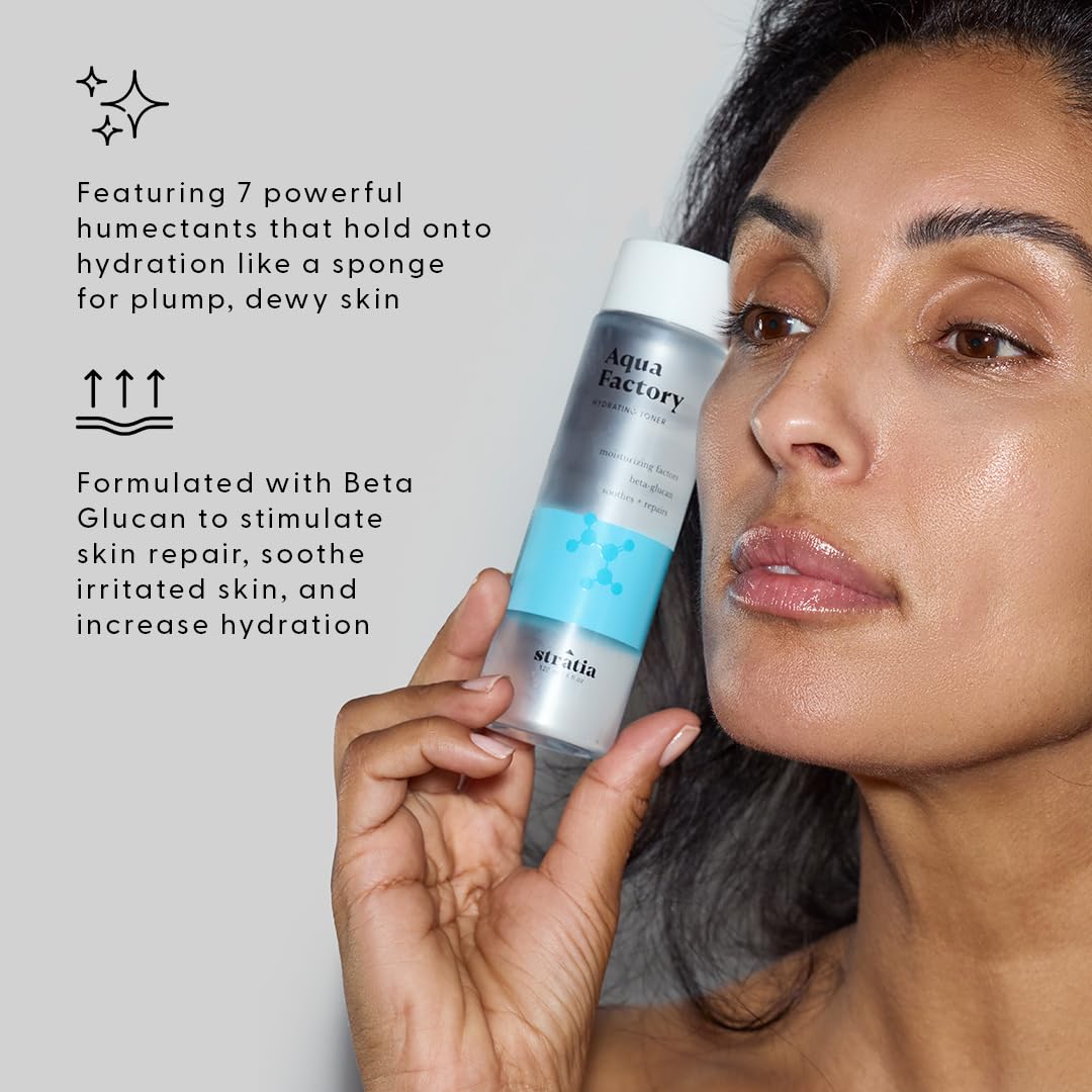 Stratia Aqua Factory Hydrating Toner with Beta Glucan, 7 Moisturizing Factors for Barrier Repair, Nourishing Dry & Sensitive Skin, 4oz - Image 5