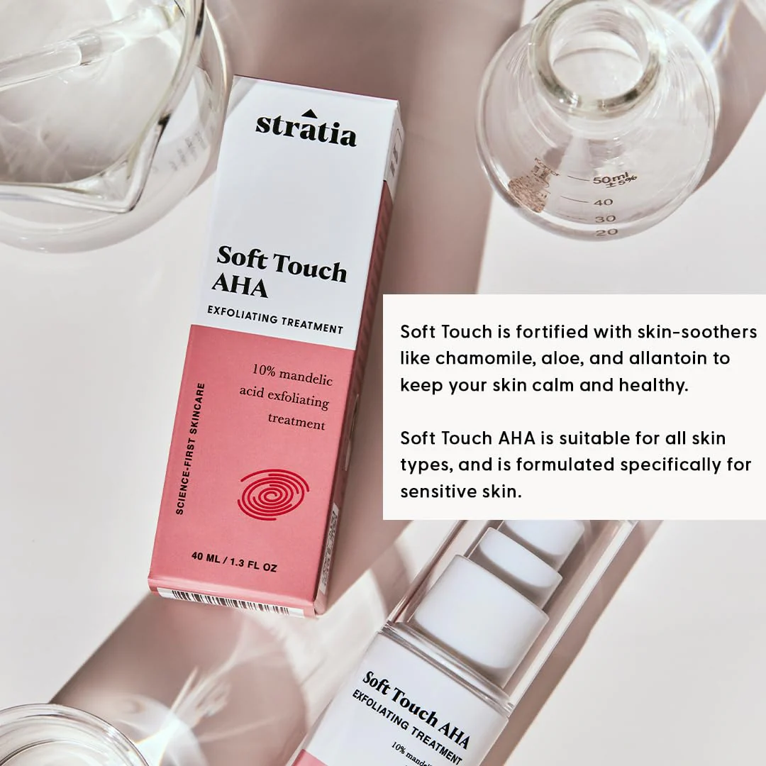 Stratia Soft Touch Dark Spot Corrector with 10% Mandelic Acid Serum for Fine Lines, Skin Texture & Blemishes - Collagen Booster, AHA Exfoliant and Pore Minimizer, 1.3 Fl Oz - Image 4