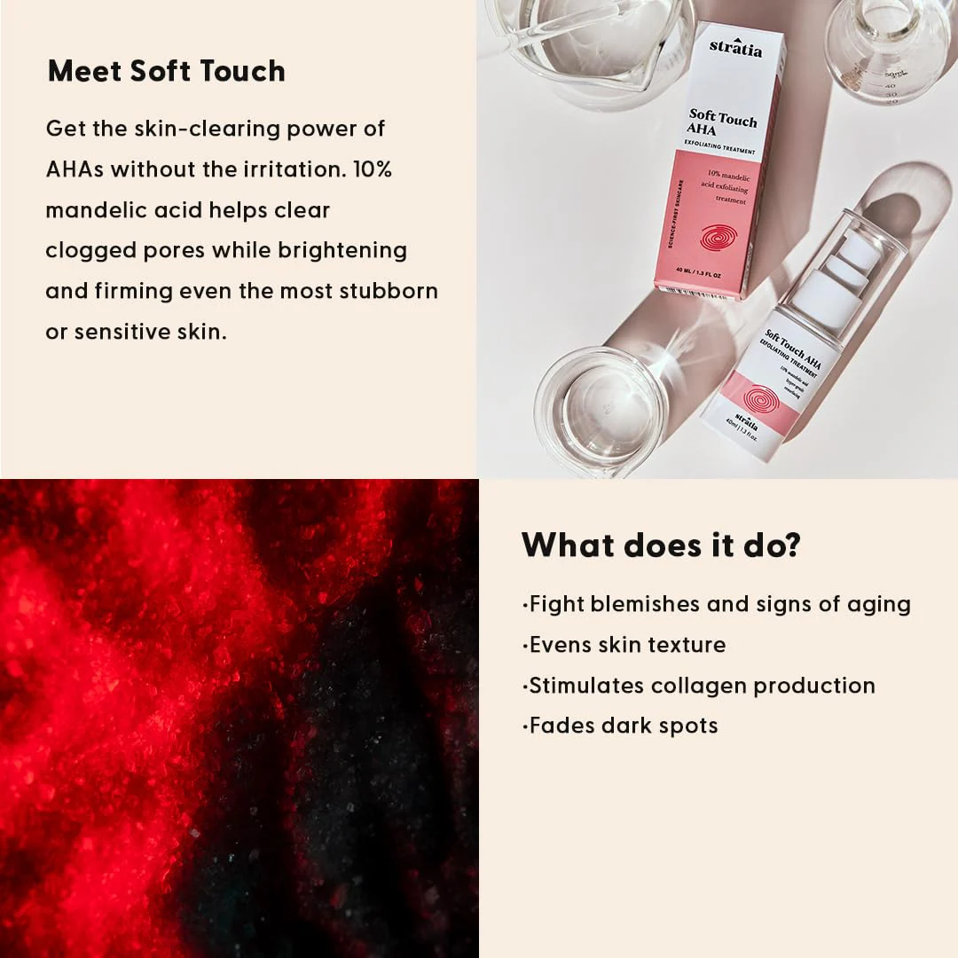 Stratia Soft Touch Dark Spot Corrector with 10% Mandelic Acid Serum for Fine Lines, Skin Texture & Blemishes - Collagen Booster, AHA Exfoliant and Pore Minimizer, 1.3 Fl Oz - Image 7