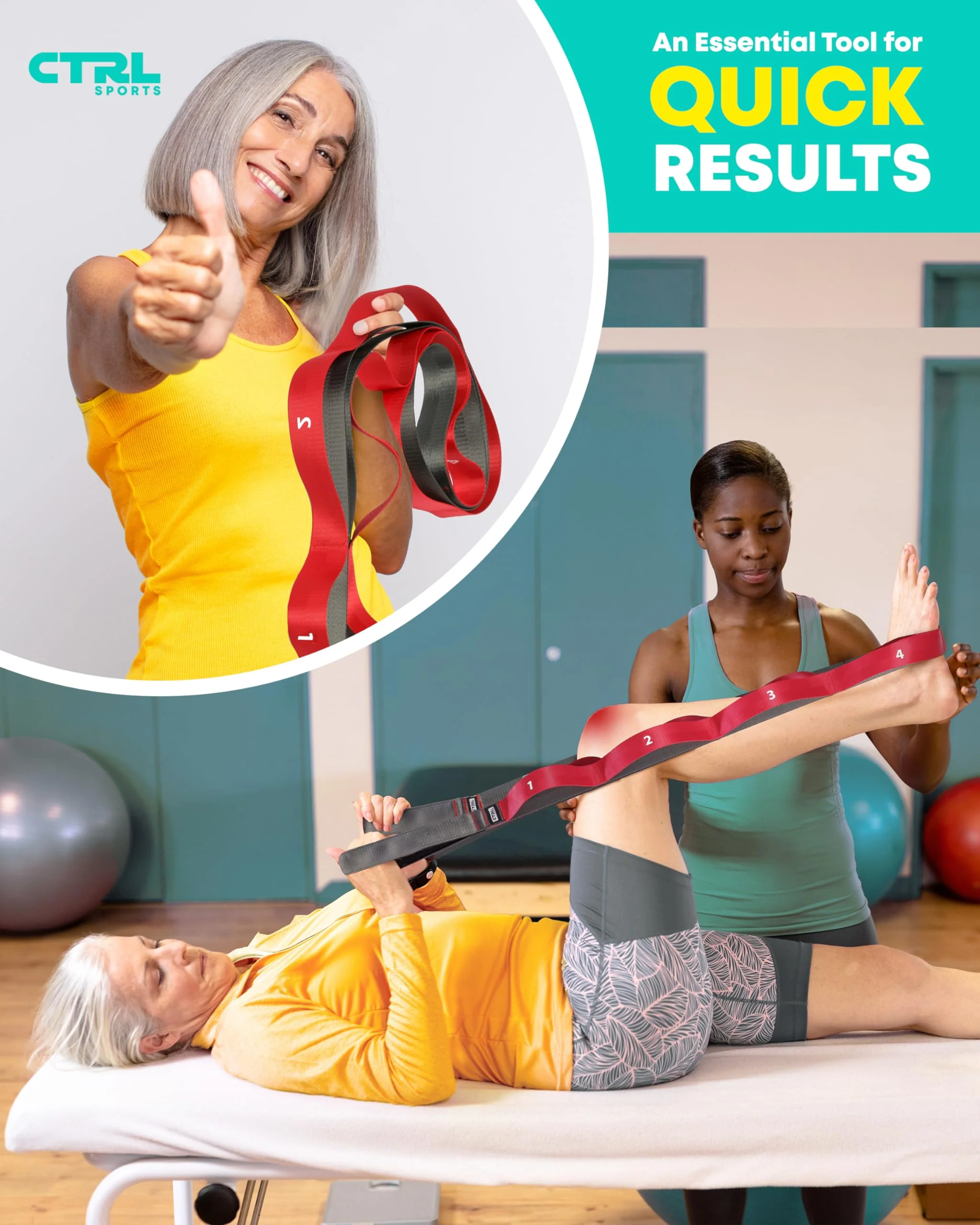 Stretching Strap with Loops - Non Elastic Stretch Band for Physical Therapy, Yoga Strap for Stretching Equipment, Stretch Bands for Exercise and Flexibility - Fascia, Hamstring and Leg Stretcher Belt - Image 4