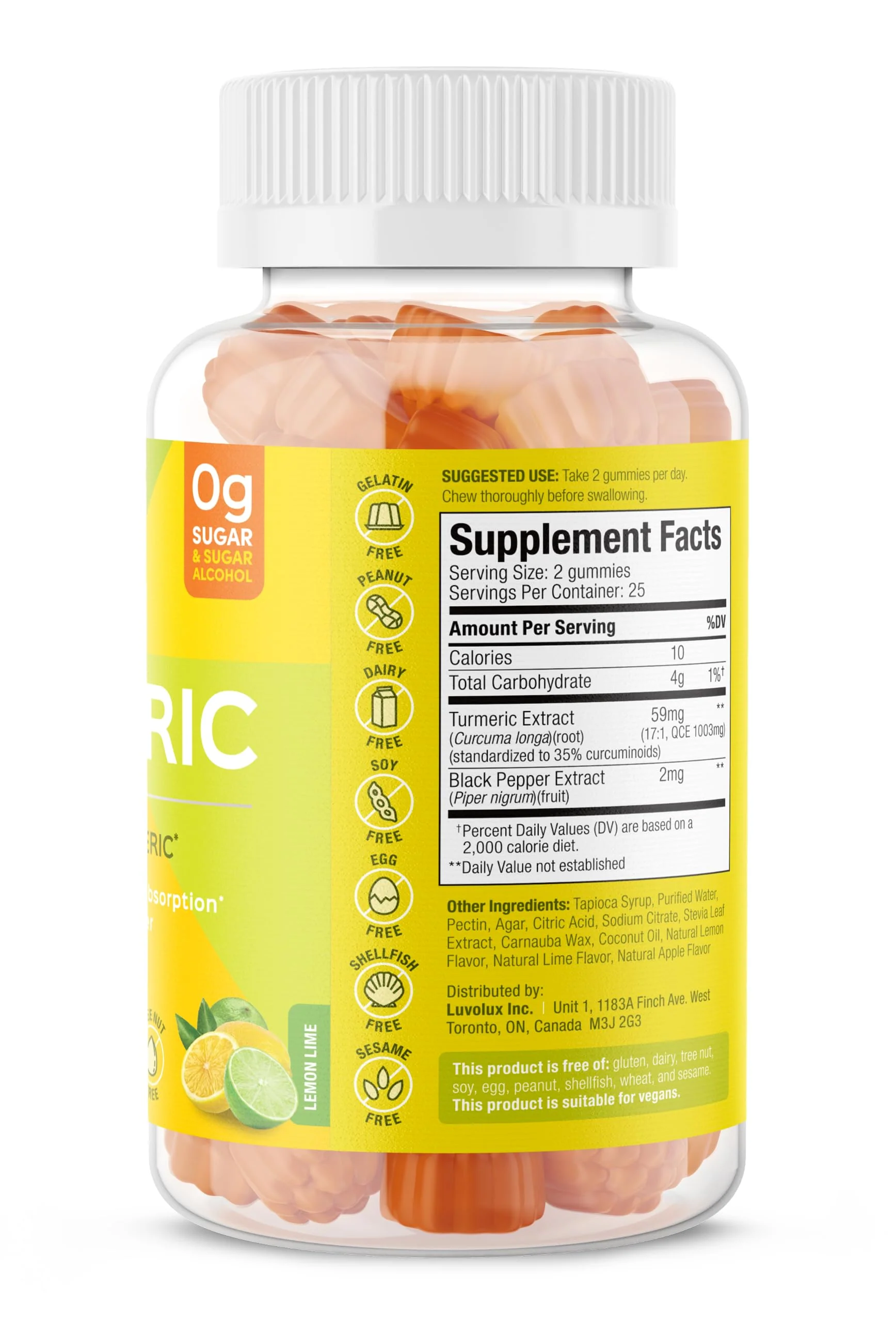 SUKU Turmeric Curcumin Sugar Free Gummies with 1003mg of Turmeric - Black Pepper Protects Liver, Improves Digestion, Inflammation Response & Joint Health – Lemon Lime Flavour (50 Gummies) - Image 8