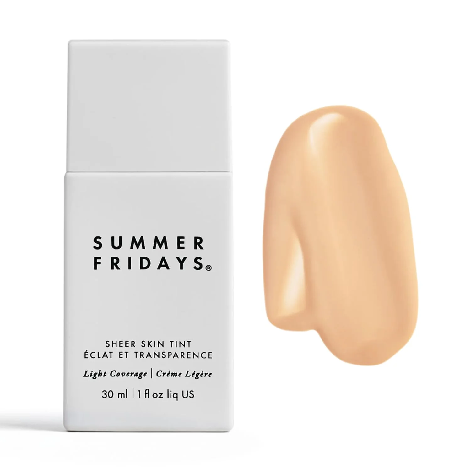 Summer Fridays Sheer Skin Tint - Skin Tint with Hyaluronic Acid - Helps Diminish Uneven Skin Tone - Sheer to Light Coverage - Shade 1 - Fair with Neutral Peach Undertones (1 Fl Oz)