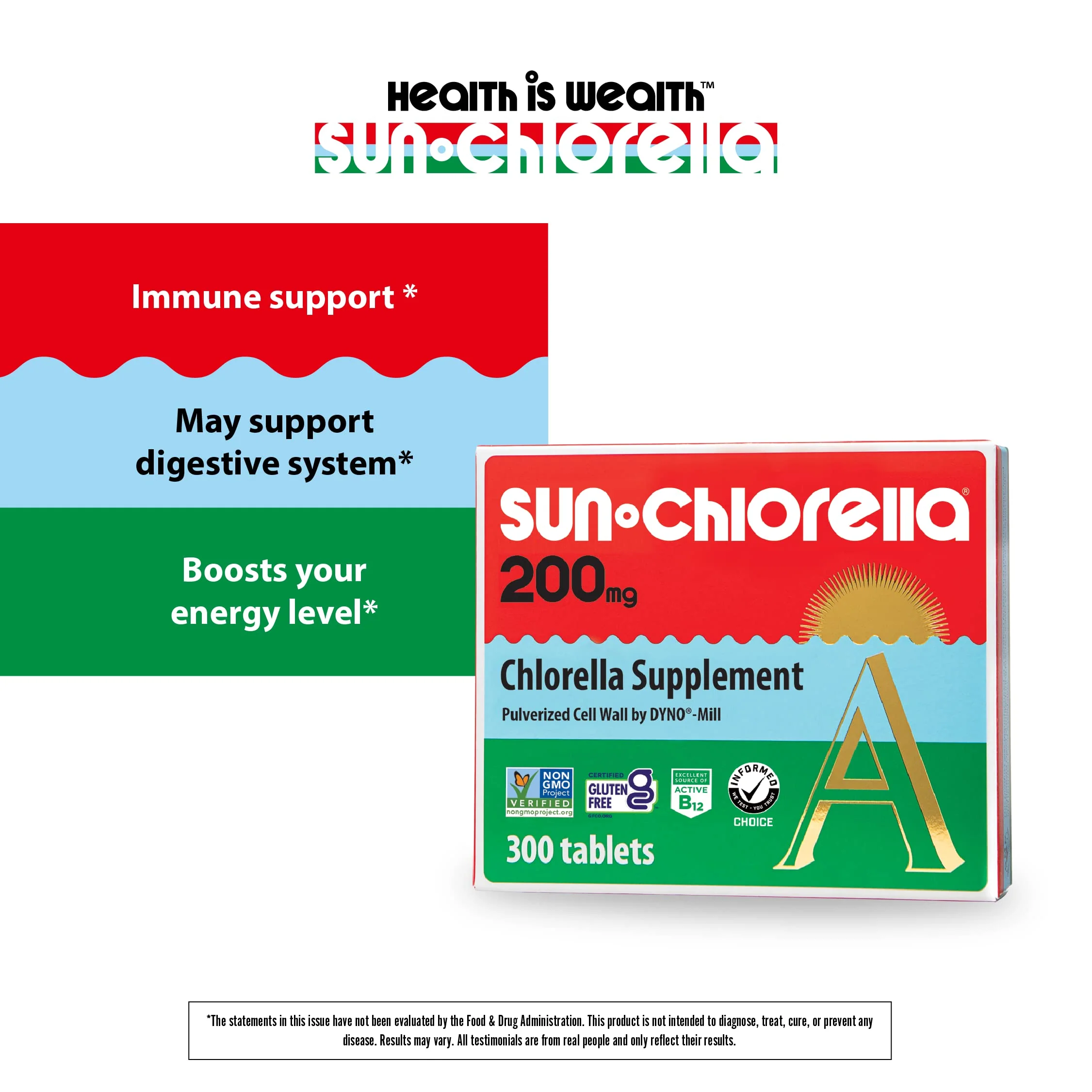 Sun Chlorella 200 mg Green Algae Superfood Supplement - Pulverized Cell Wall - Chlorophyll, CGF, Active B12, Iron, Protein - Non-GMO - 300 Tablets - Image 7