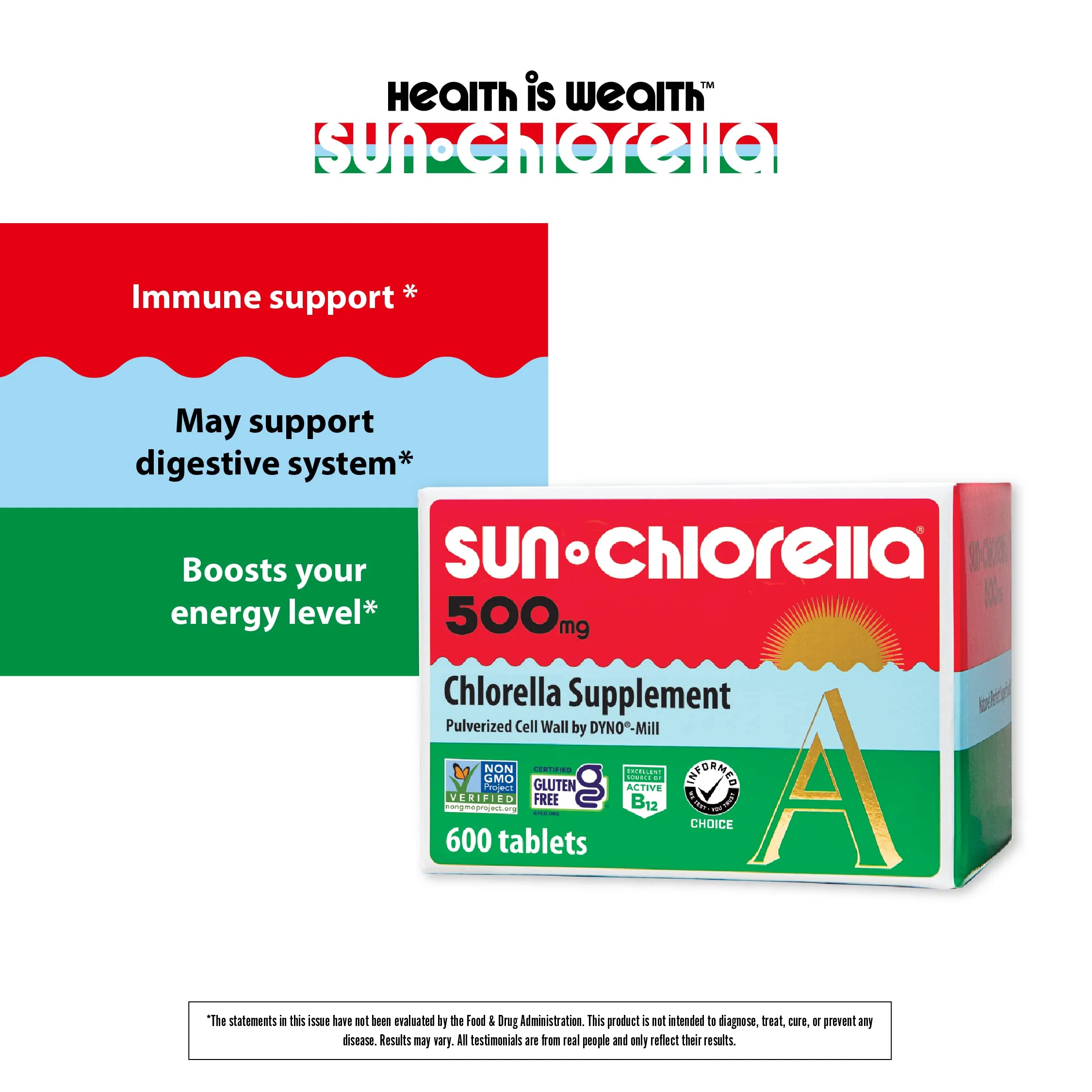 Sun Chlorella 500mg Whole Body Wellness Green Algae Superfood Supplement - Immune Defense, Gut Health, Natural Purification, Energy Boost - Chlorophyll, B12, Iron, Protein - Non-GMO - 600 Tablets - Image 7