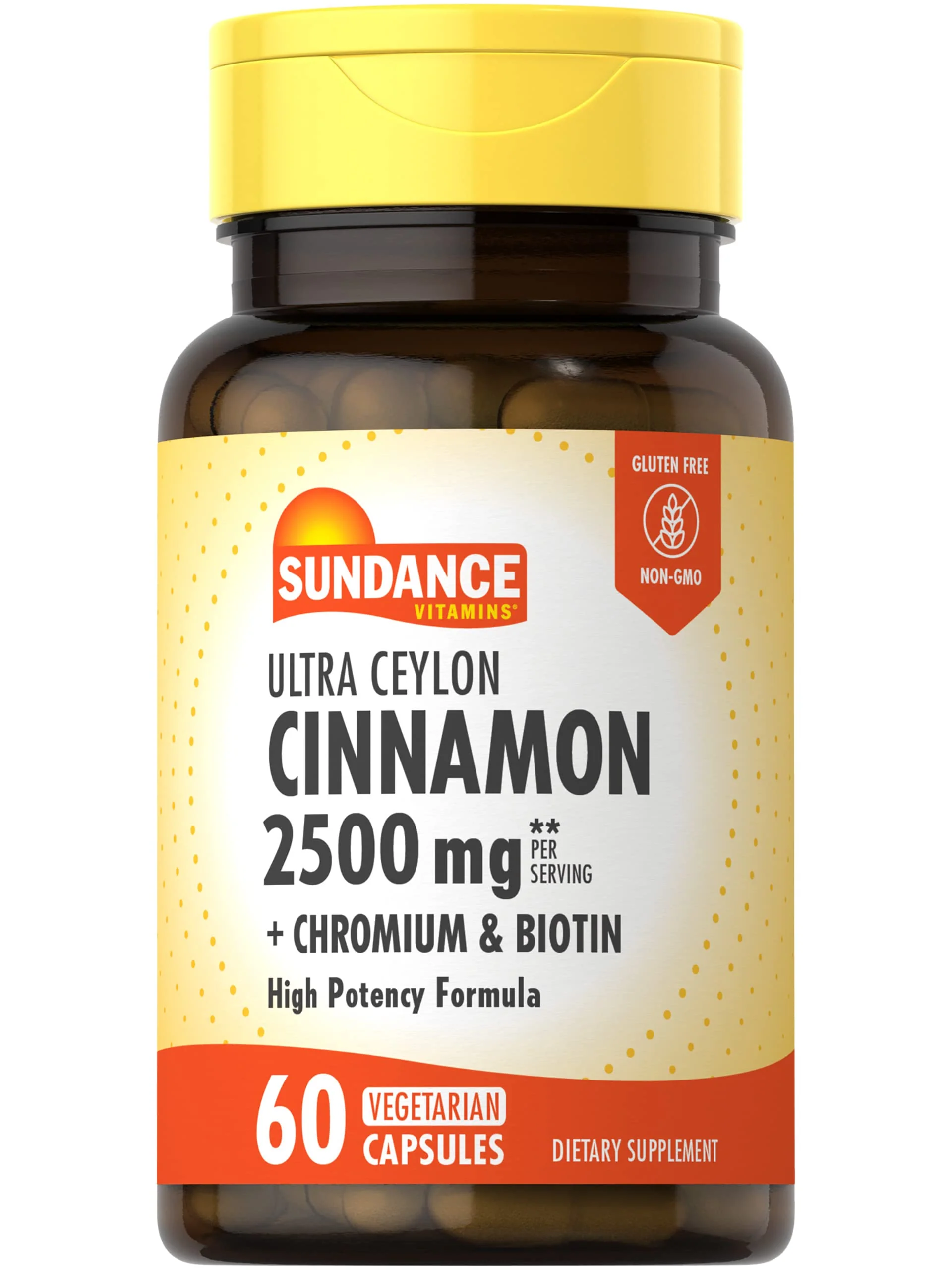 Sundance Ceylon Cinnamon Capsules | 60 Pills | with Chromium and Biotin | Vegetarian, Non-GMO, and Gluten Free Supplement