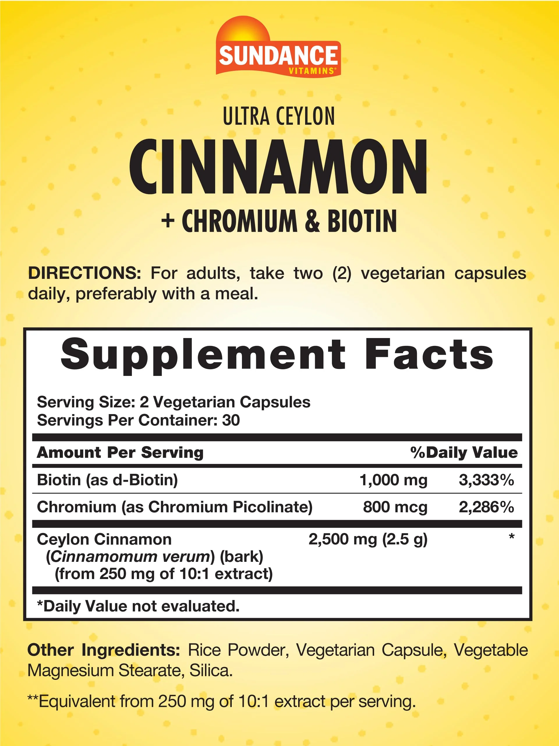 Sundance Ceylon Cinnamon Capsules | 60 Pills | with Chromium and Biotin | Vegetarian, Non-GMO, and Gluten Free Supplement - Image 5