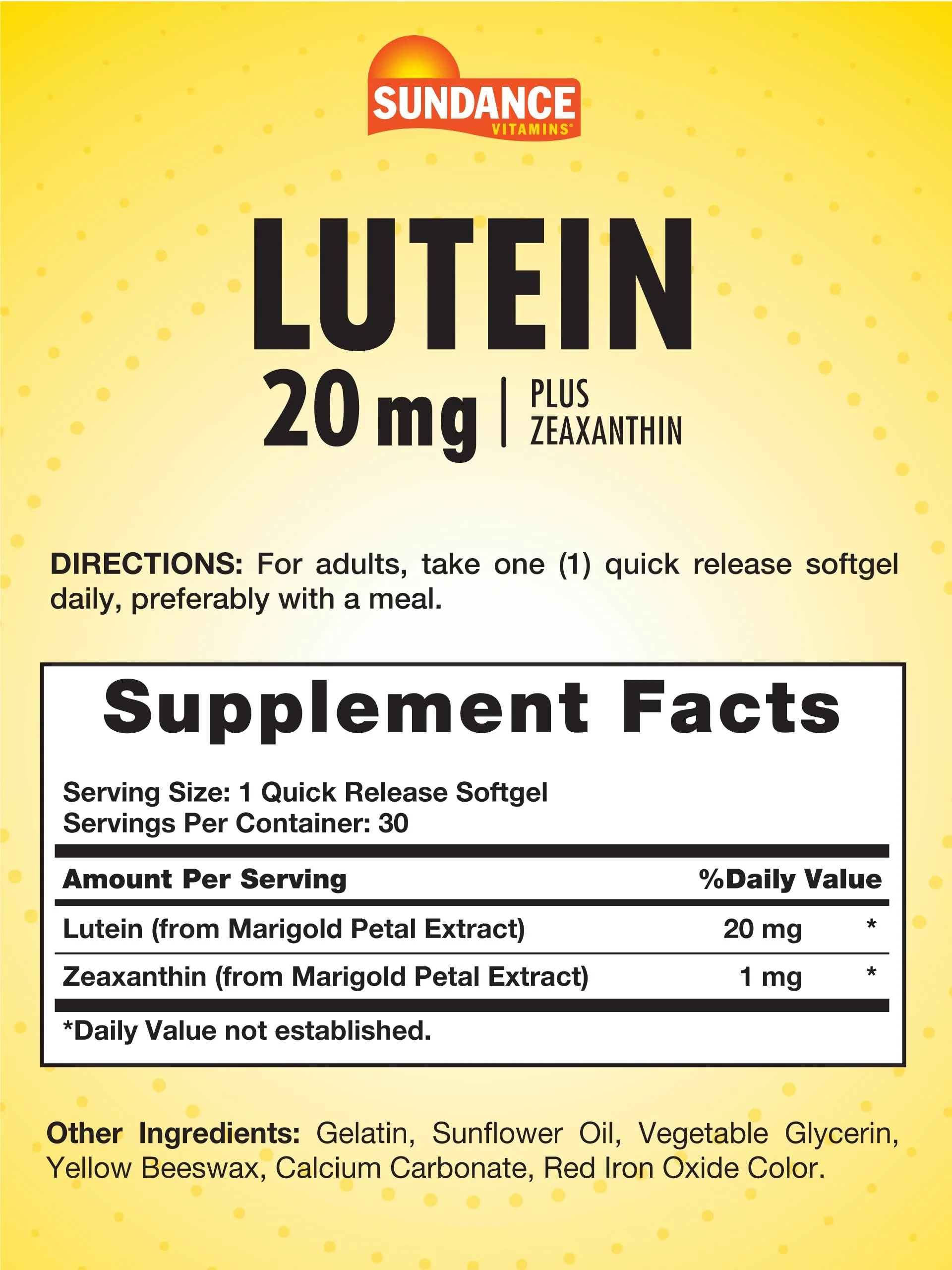 Sundance Lutein 20mg | 30 Softgels | with Zeaxanthin | Non-GMO and Gluten Free Supplement - Image 5