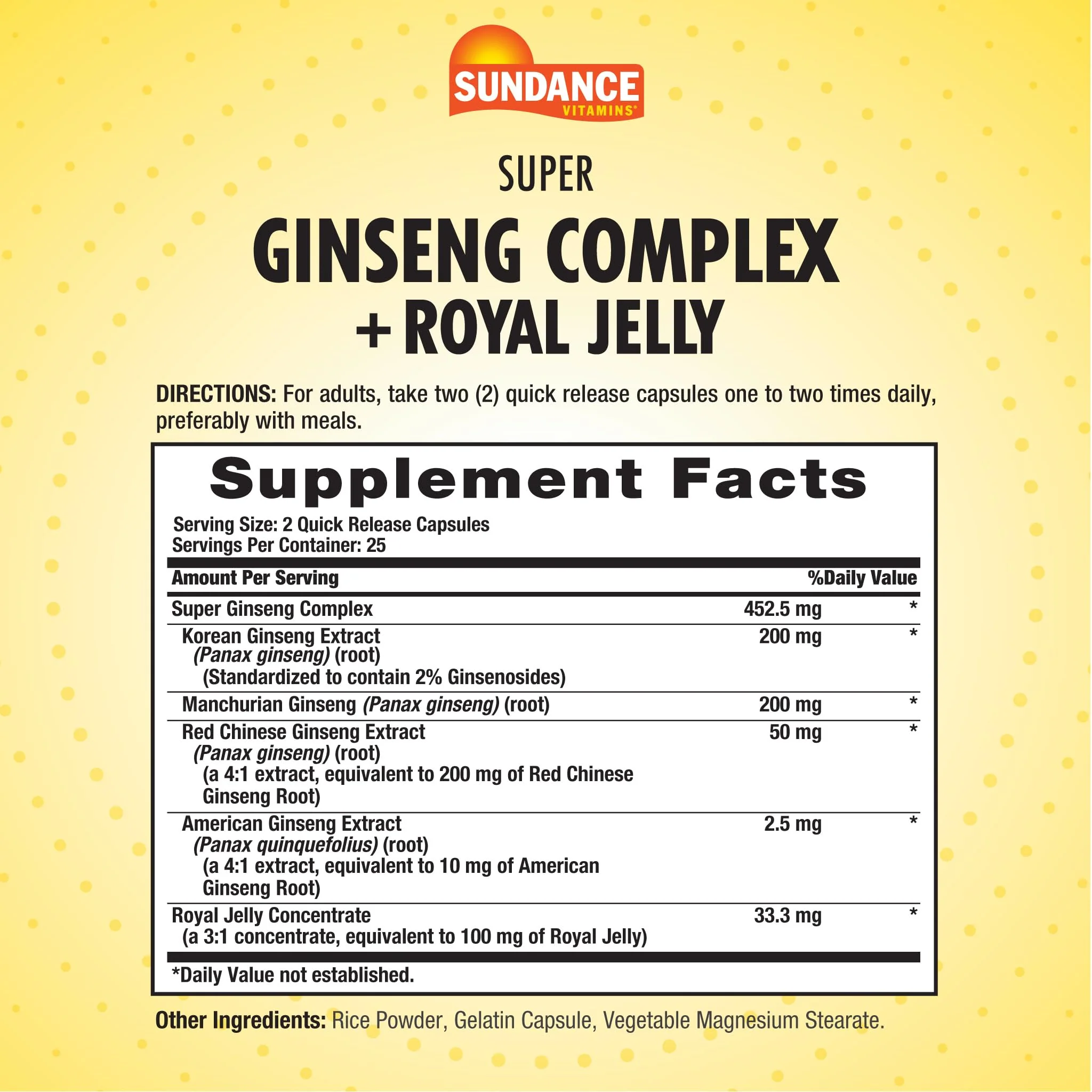 Sundance Super Ginseng Complex | with Royal Jelly | 50 Quick Release Capsules | Non-GMO and Gluten Free Traditional Herb Supplement - Image 5