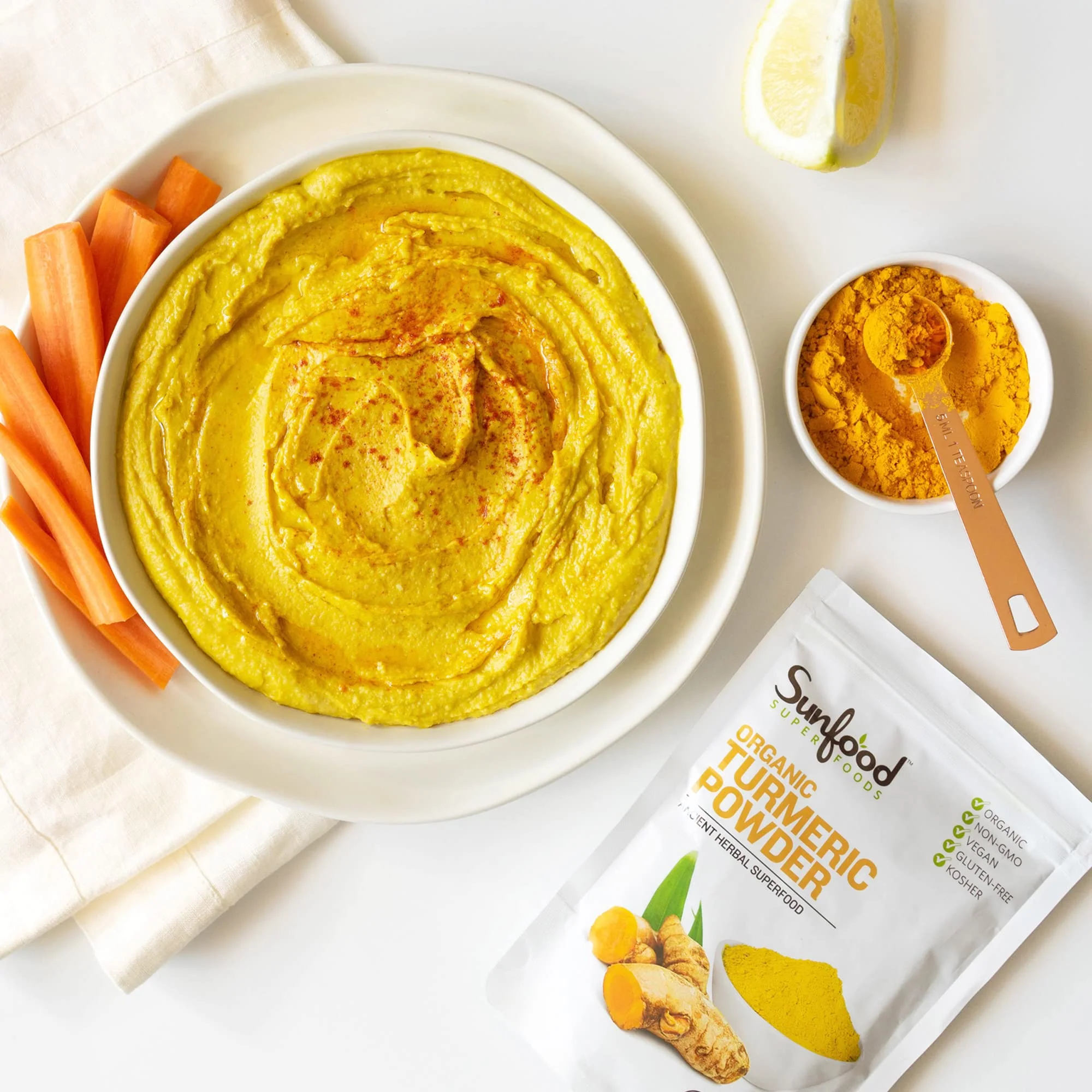 Sunfood Organic Turmeric Powder - Turmeric Powder Organic, Ground Turmeric Powder, Curcuma Supplement, Pure Ground Spice for Health, Seasoning, Curcumin, Organic Turmeric Root Powder - 4 oz Bag - Image 3