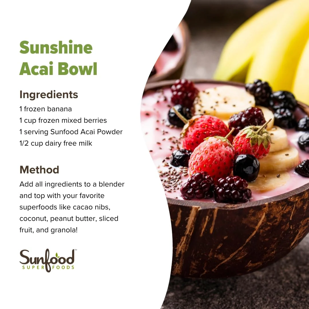 Sunfood Superfoods Organic Acai Powder - Acai Powder Organic, Acai Powder for Smoothie Bowles, Dried Acai Berry Mix with Antioxidants & Vitamin C, 100% Pure, USDA Organic, Non GMO - 4 Oz Bag - Image 7