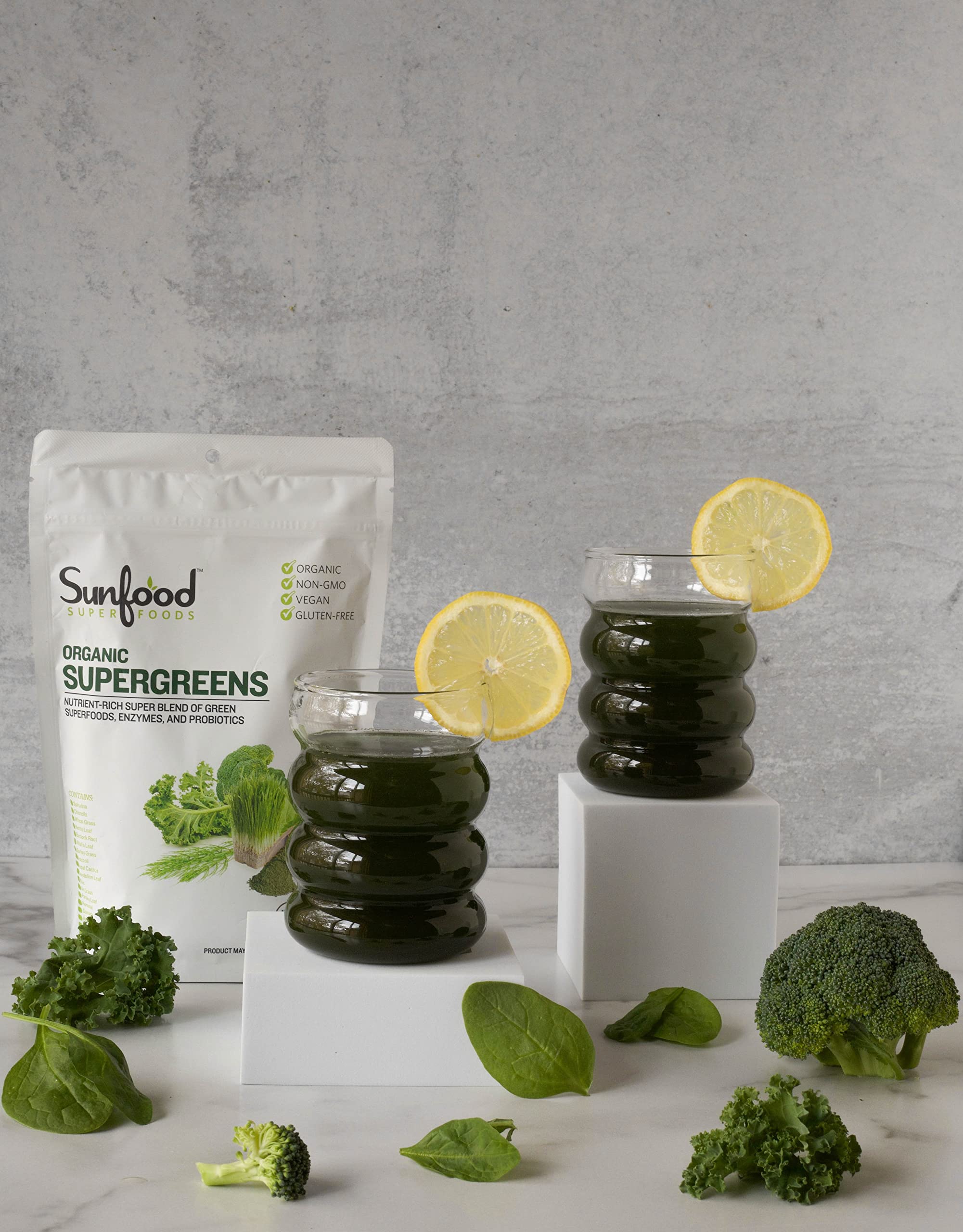Sunfood Supergreens - Greens Superfood Powder, Super Greens Powder, Organic Greens Blend, Daily Green Juice Powder, Vegetable Smoothie Drink Mix for Gut Health with Chlorella & Spirulina - 8 oz Bag - Image 2