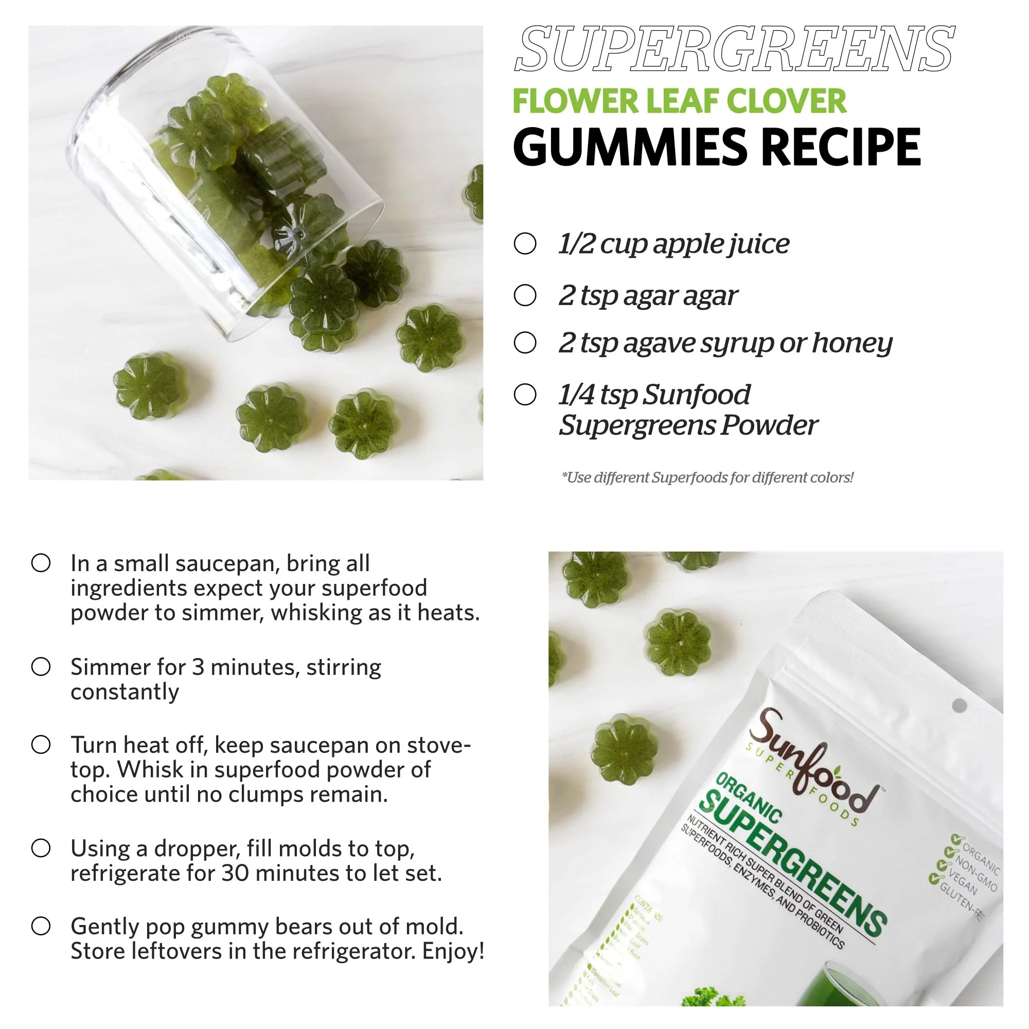 Sunfood Supergreens - Greens Superfood Powder, Super Greens Powder, Organic Greens Blend, Daily Green Juice Powder, Vegetable Smoothie Drink Mix for Gut Health with Chlorella & Spirulina - 8 oz Bag - Image 4