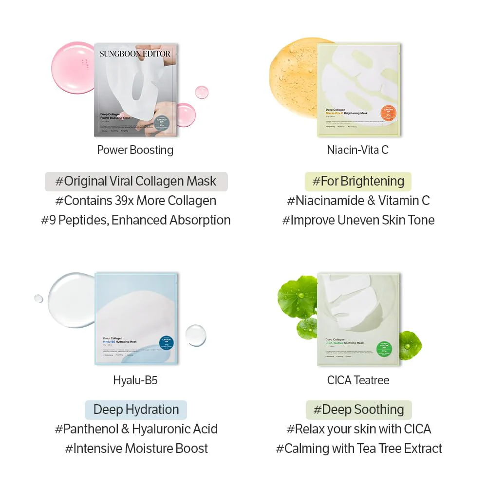SUNGBOON EDITOR Deep Collagen Overnight Mask Hydrating Mask for Glass Skin, Wrinkle Care, Firming & Pore Refining 2,160,000PPB Collagen + 9 Peptides Korean Skincare, 4ea Gifts for Women - Image 4