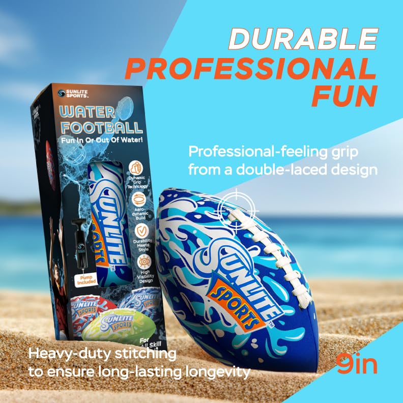Sunlite Sports Waterproof Football, Outdoor Play, For Pool Beach Lake Park Water Toy, For Kids Children Teens Adults, Family Fun - Image 3