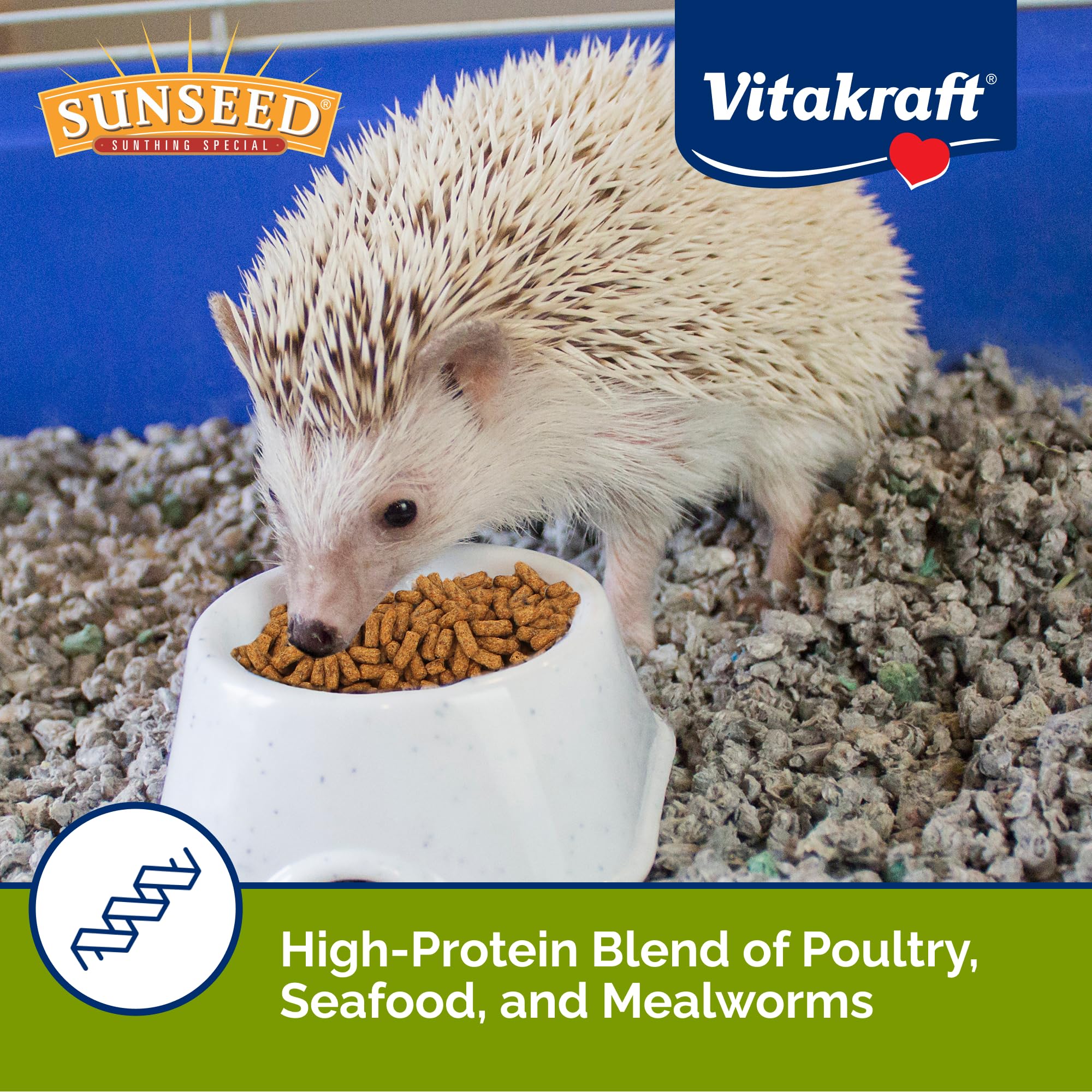 Sunseed Vita Prima Hedgehog Food - High-Protein Poultry, Seafood, and Mealworm Food Blend - Vitamin-Fortified for Happy and Healthy Hedgehogs 1.56 Pound (Pack of 1) - Image 7
