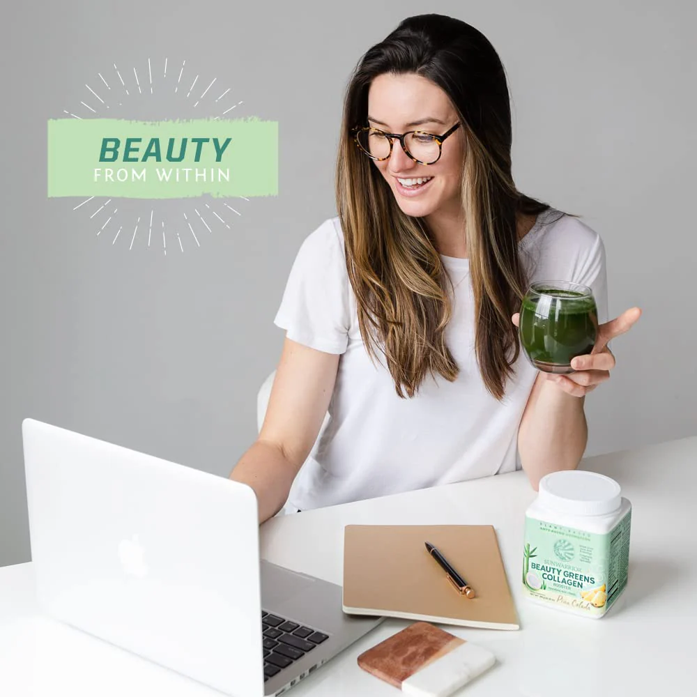 Sunwarrior Vegan Beauty Greens Drink Plant-Based | Hyaluronic Acid Minerals Biotin Probiotics Non-GMO Soy Free Sugar Free Dairy Free Gluten Free | Pina Colada 25 Servings - Image 2