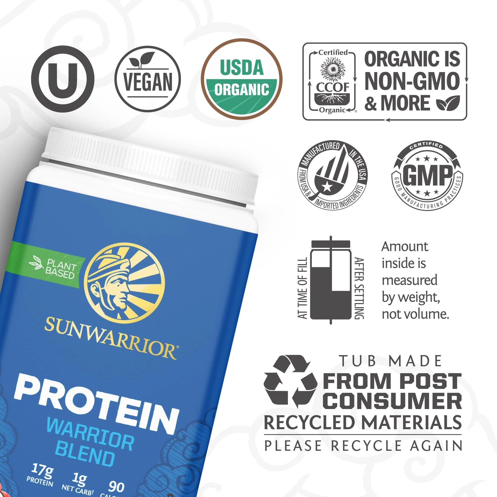 Sunwarrior Vegan Protein Powder Organic Plant-Based Protein | BCAA Amino Acids Hemp Seed Plant Protein | Soy Free Dairy Free Gluten Free Synthetic Free Non-GMO | Vanilla 30 Servings | Warrior Blend - Image 6