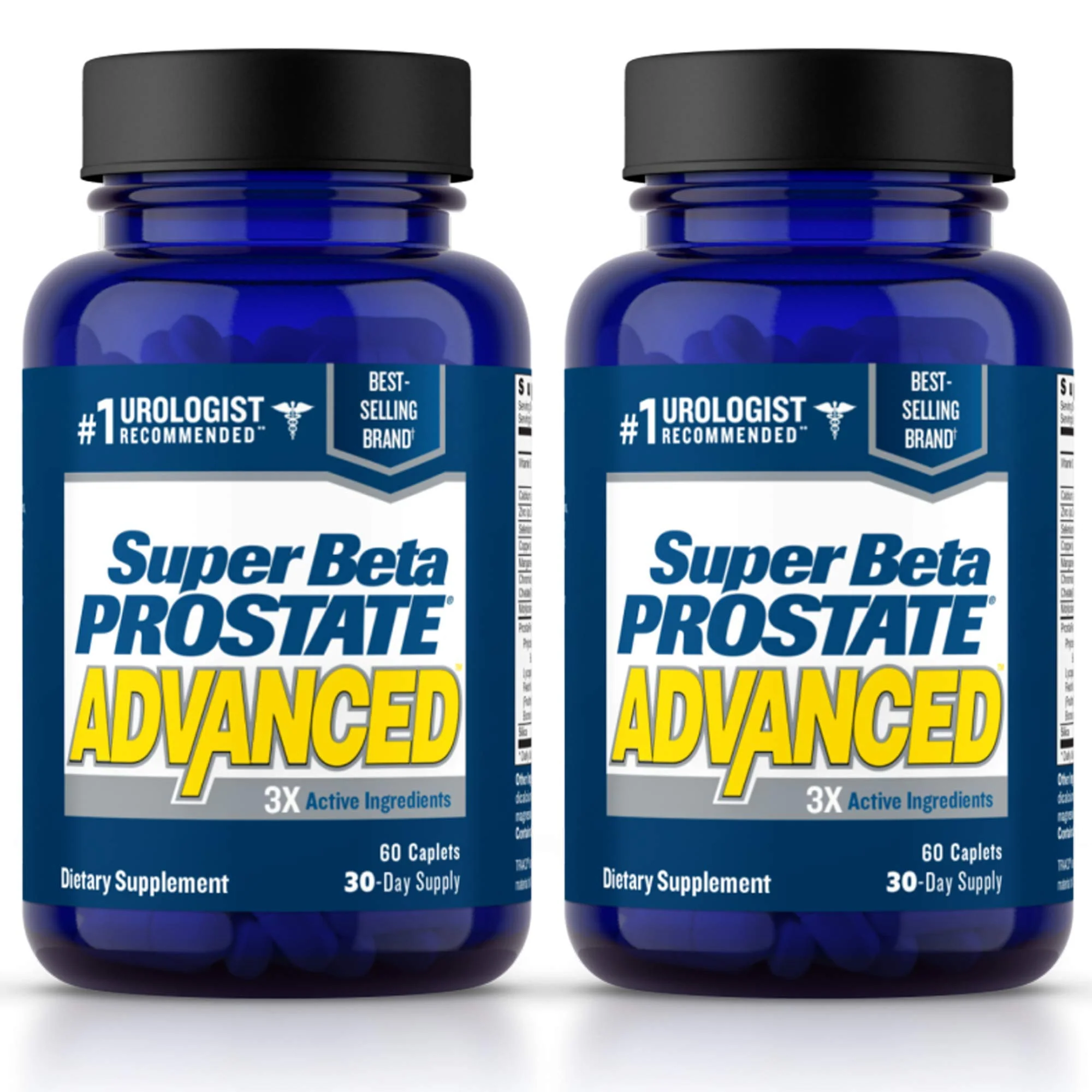 SUPER BETA PROSTATE Advanced – Promote Sleep, Support Bladder Emptying. Prostate Support Supplement for Men's Health with Beta Sitosterol, not Saw Palmetto. (120 Caplets, 2-Pack)