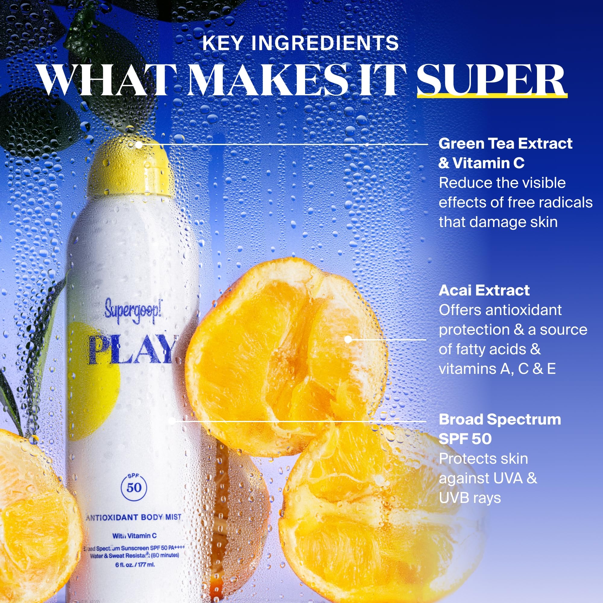 Supergoop! PLAY SPF 50 Antioxidant Body Mist w/Vitamin C - 3 fl oz, 2 Pack - Broad Spectrum Sunscreen Spray - Great for Active Days - Image 5