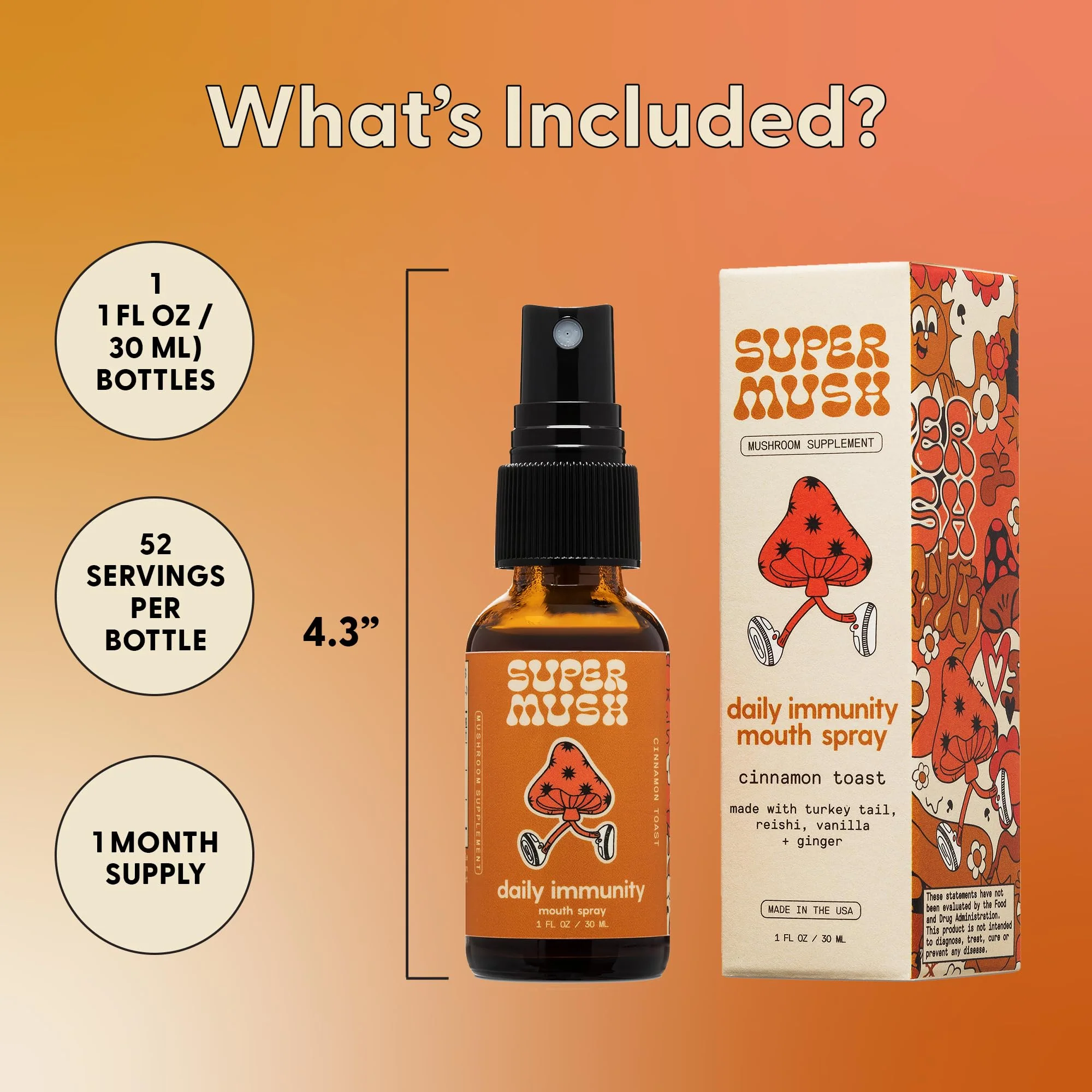 SuperMush Daily Immunity Mouth Spray Organic - Mushroom Immunity Spray Supplements - Turkey Tail & Reishi Mixed Mushrooms Extract - Immune & Digestive Health Support - 30ml Pure & Organic Turkey Tail - Image 3