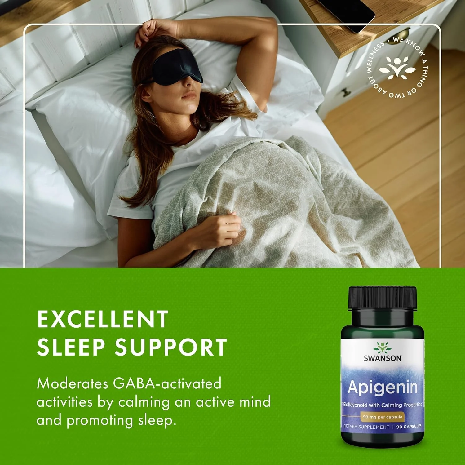 Swanson Apigenin - Bioflavonoid Supplement that Offers Stress & Sleep Support, Aids Cellular Health & May Support Men's Health* - 90 Capsules - Image 3