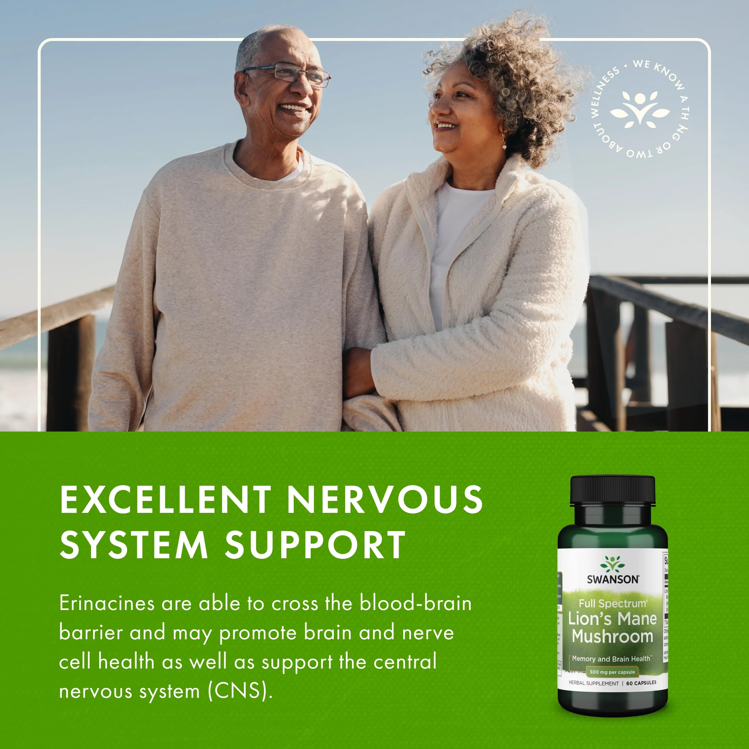 Swanson Full Spectrum Lion's Mane Mushroom - Brain Health Supplement to Support Memory, Focus & Clarity* - May Also Aid Immune, Heart & Digestive Health - Gluten-Free & Non-GMO - 60 Capsules - Image 3