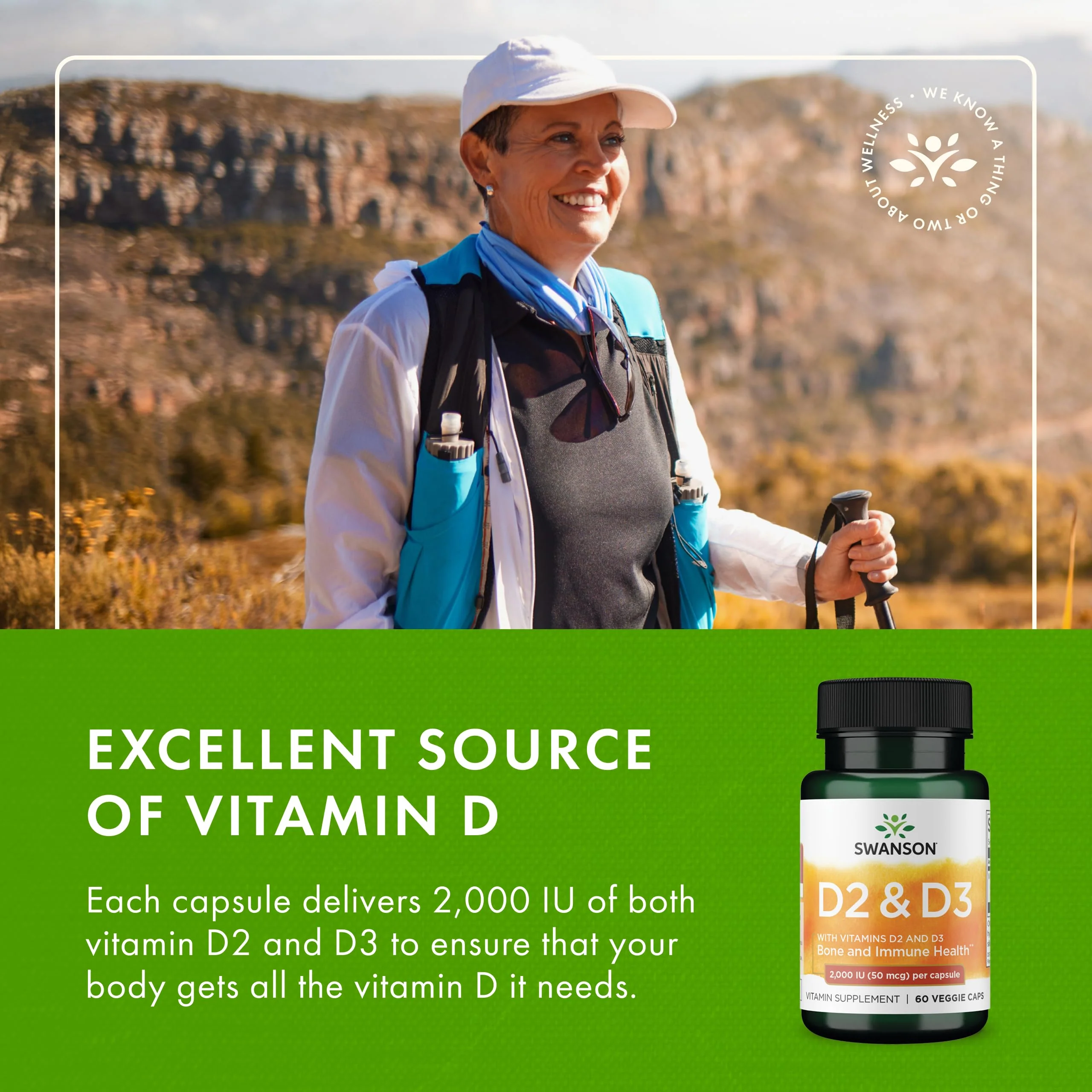 Swanson D2 & D3-2,000 IU - Dental & Bone Health Supplement - Offers Immune Support - Aids Calcium Absorption - Non-GMO - 60 Veggie Capsules - Image 10