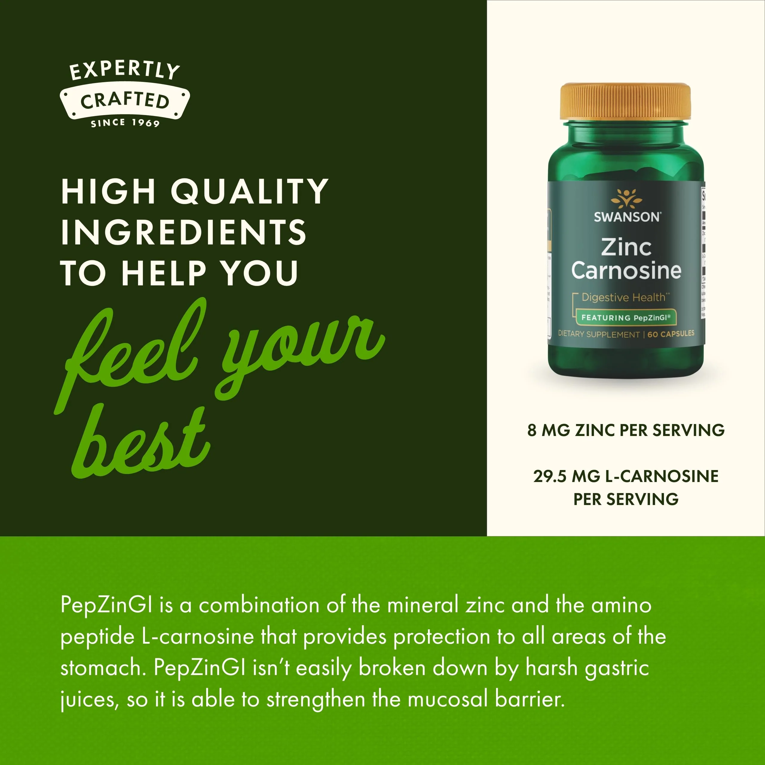 Swanson Zinc Carnosine - Supports Healthy Stomach Mucosal Lining & Microbial Balance for Digestive Health* - Contains PepzinGI - Non-GMO - 60 Capsules - Image 4