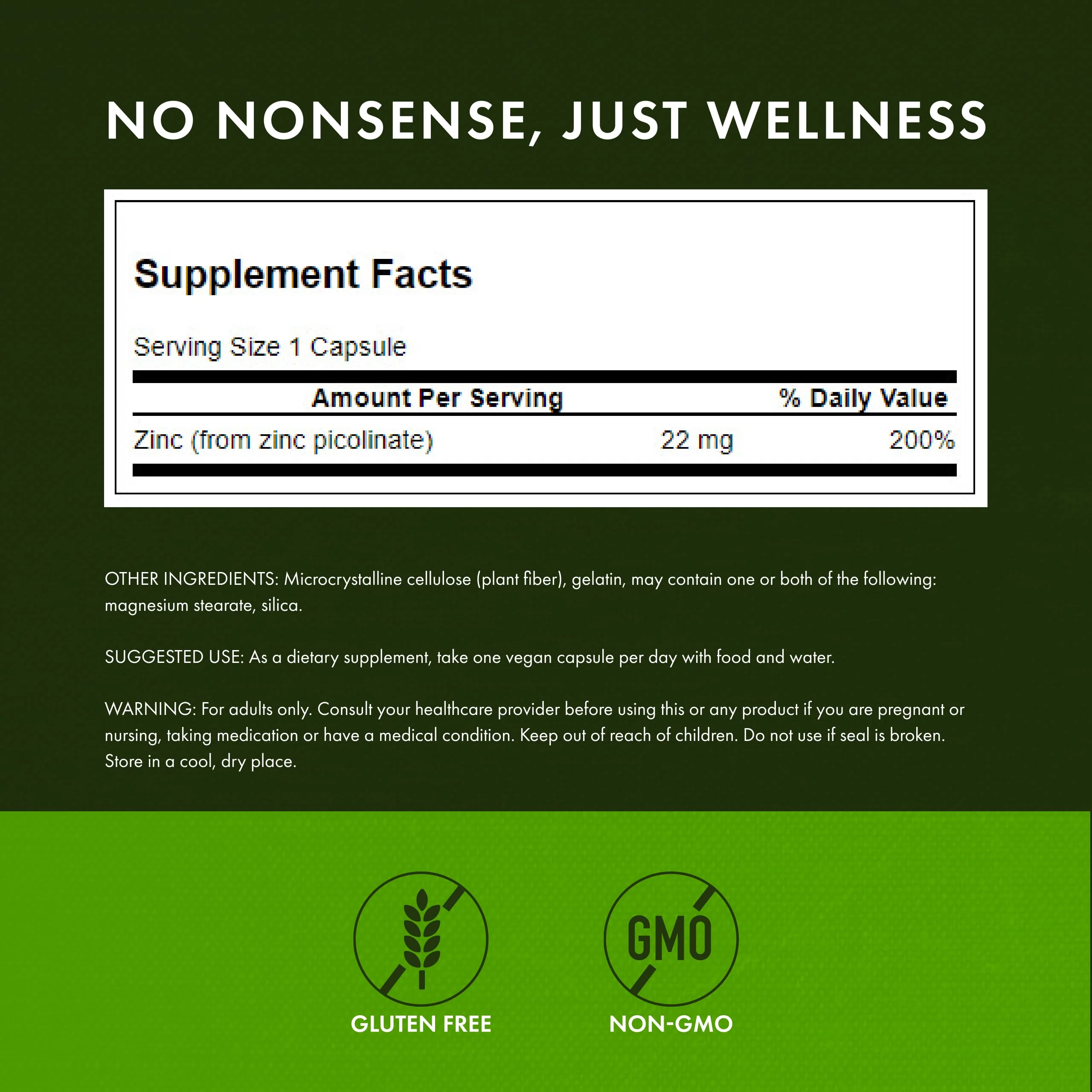 Swanson Zinc Picolinate - Mineral Supplement Promoting Prostate Health, Vision Health, & Immune Support - Body Preferred Form of Chelated Zinc - (60 Capsules, 22mg Each) - Image 6