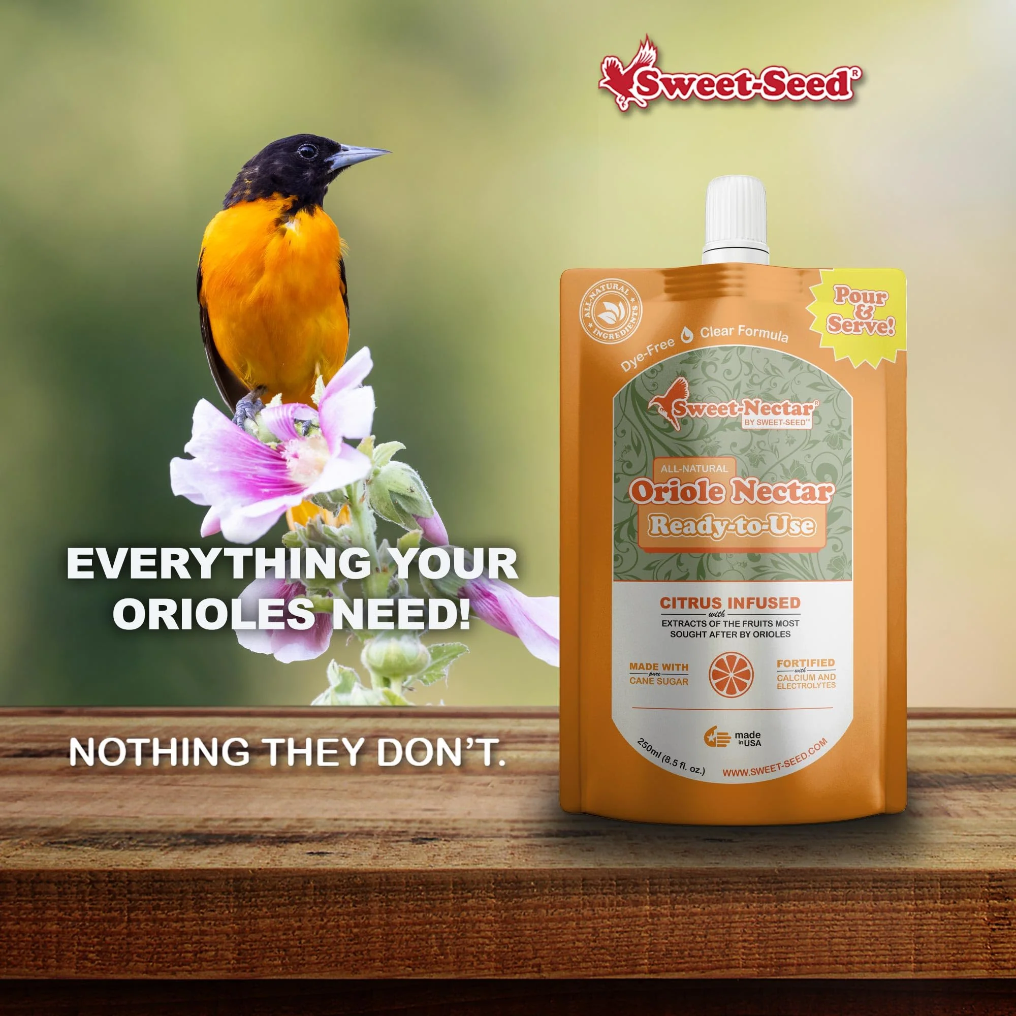 sweet-seed Oriole Nectar 250mL (8oz), Ready to Use - Extends The Life of Nectar for Oriole Feeders | Ultimate Oriole Food… (1-Pack) - Image 6